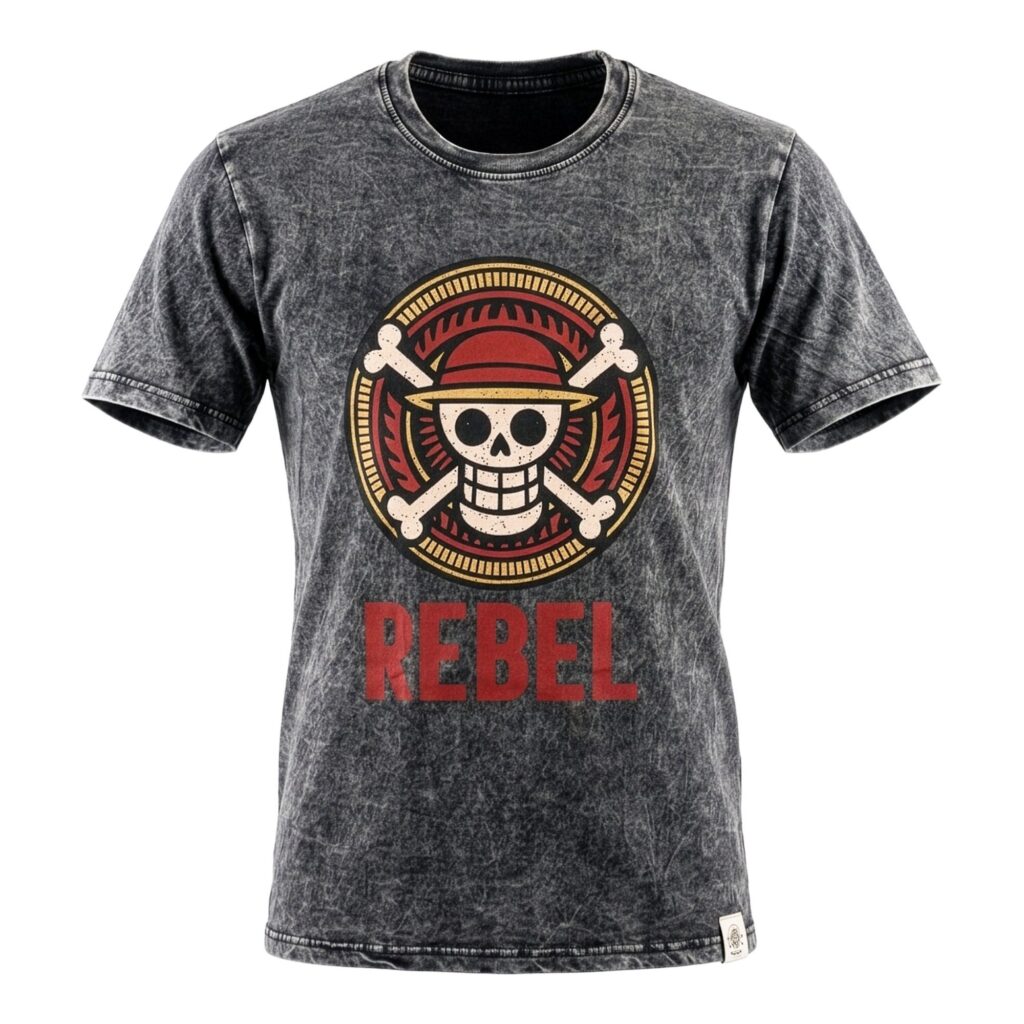 Nomad Sari Camiseta de algodón lavado a la piedra - Rebel - Carbón - Mediano