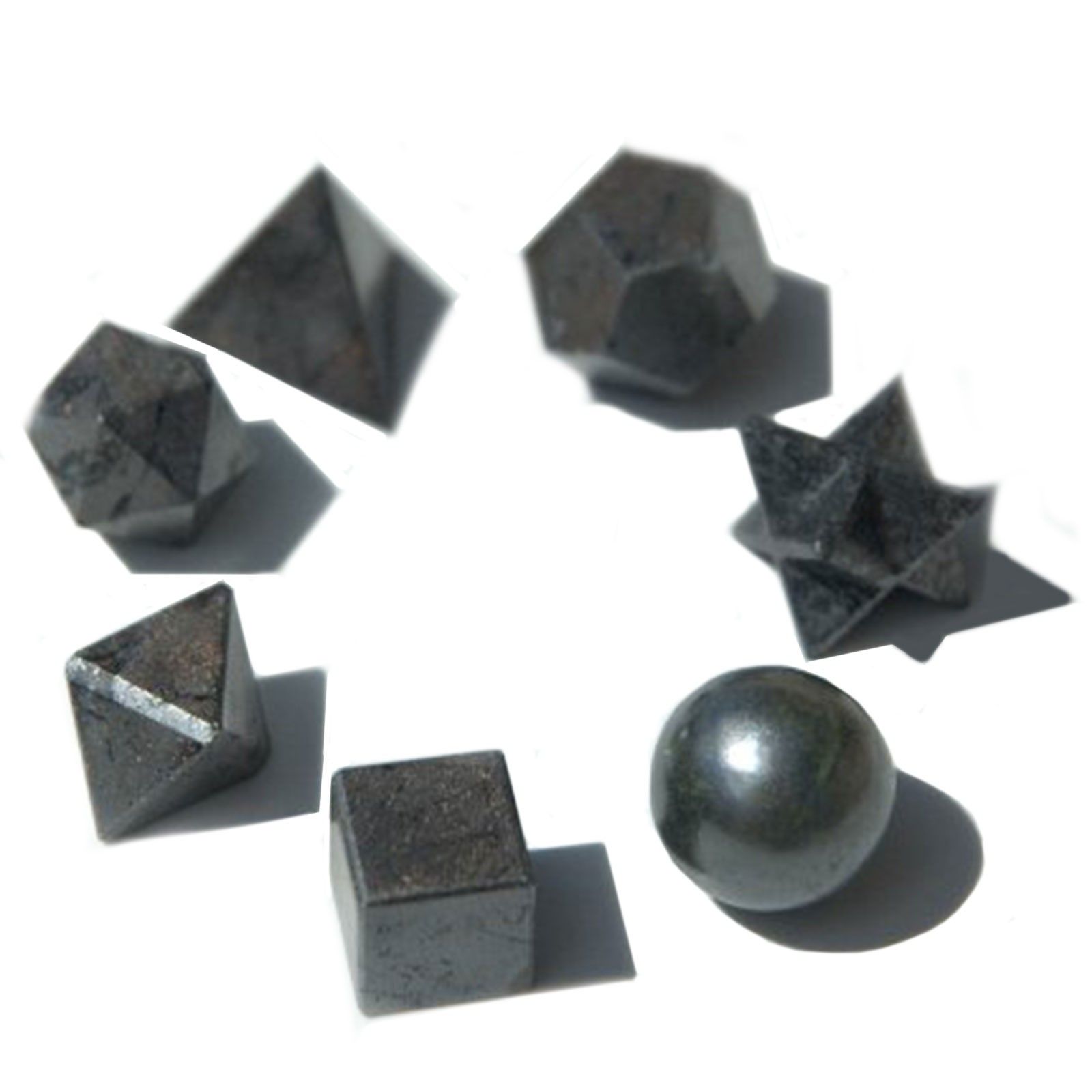 Juego geométrico de siete piezas de ágata negra - Imagen 2