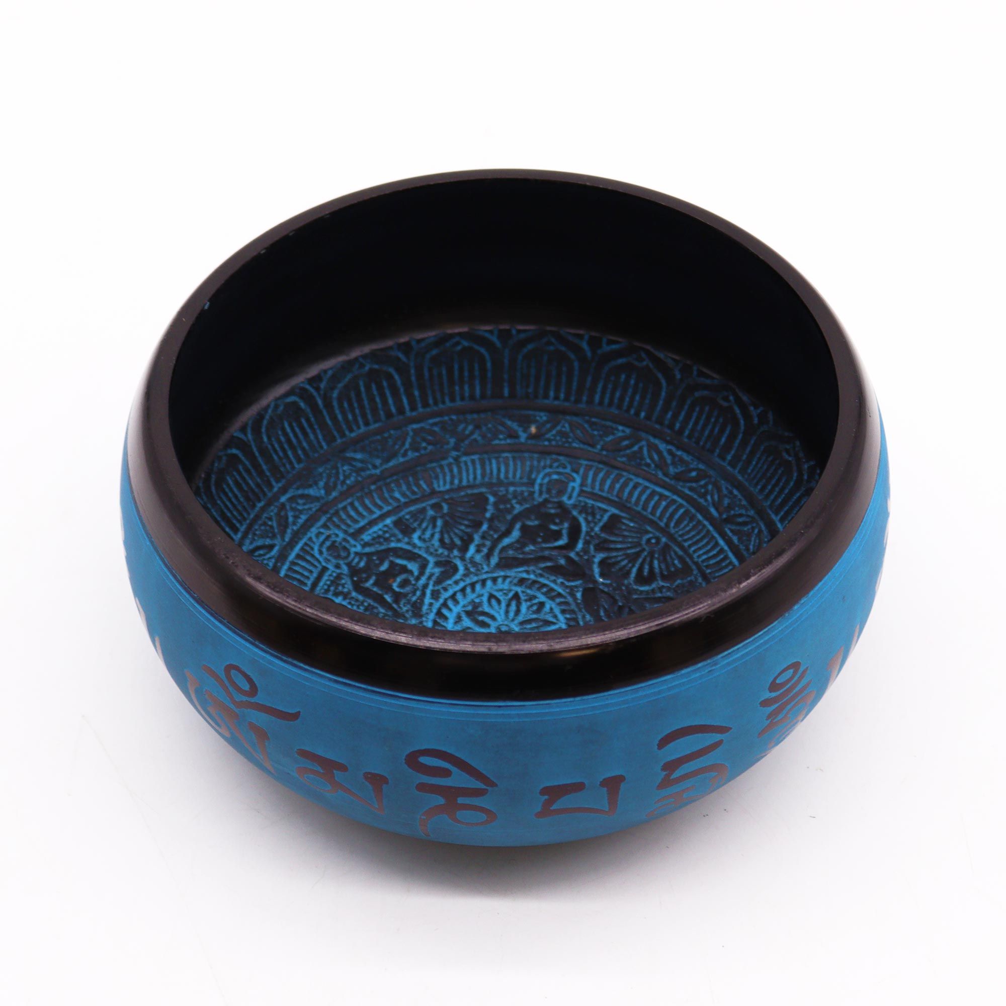 Cuenco tibetano Earth Powder - Cinco Budas Mantra Azul - 16 cm - Imagen 2