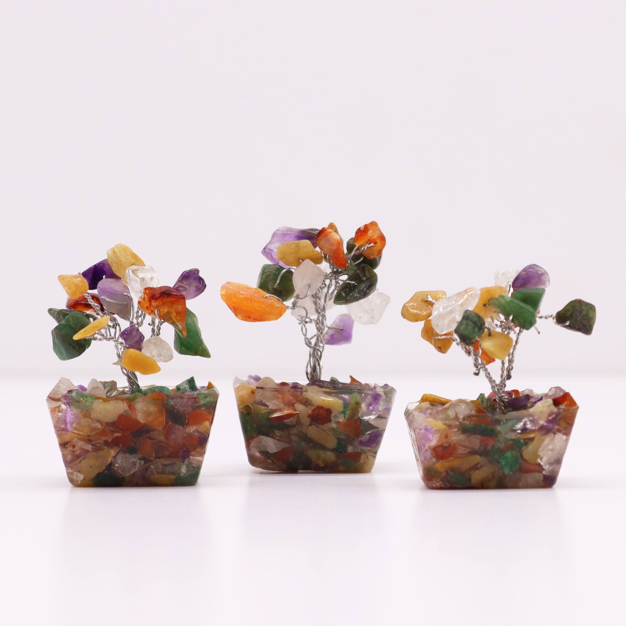 Mini árbol de piedras preciosas sobre base de orgonita - Piedras múltiples (15 piedras) - Imagen 3