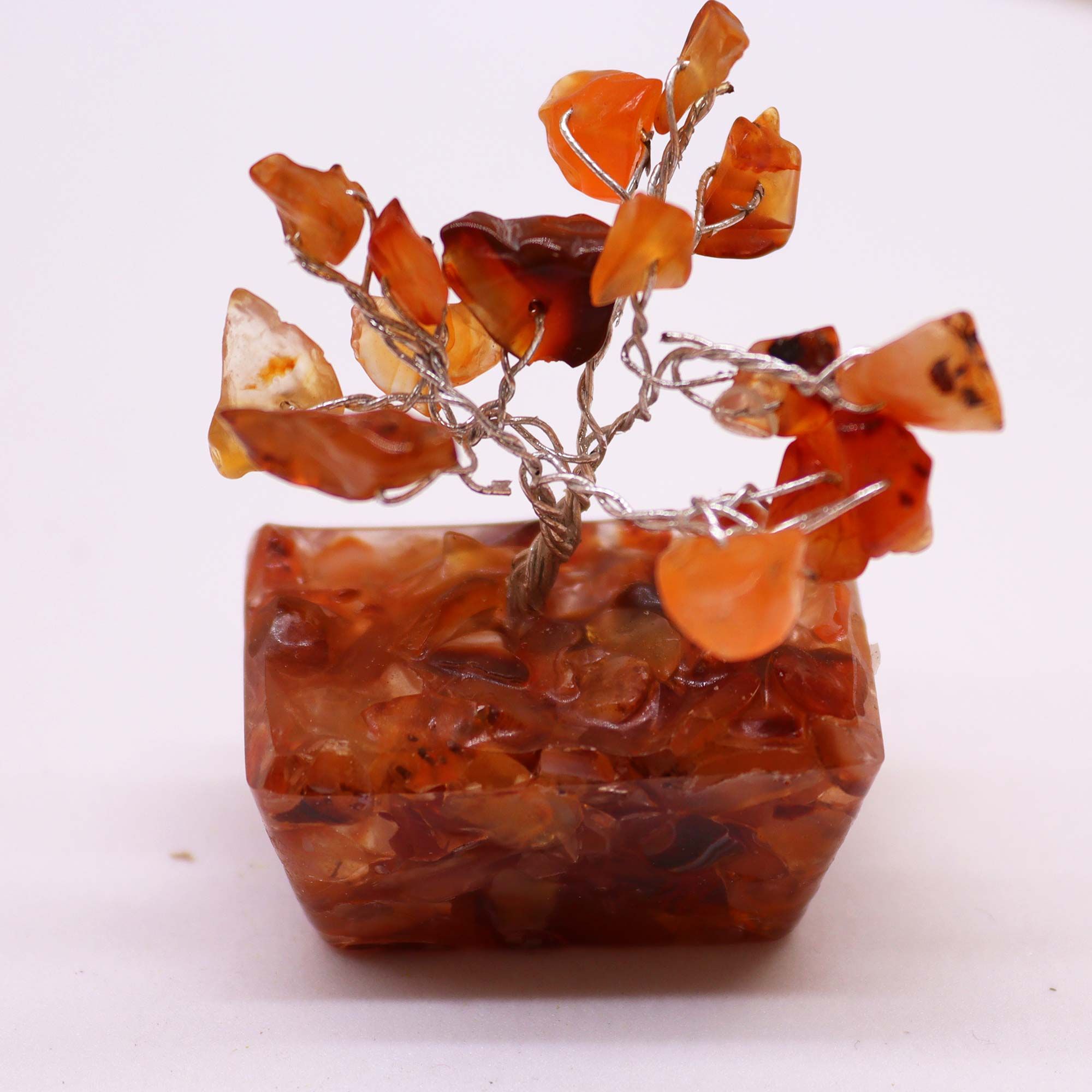Mini árbol de piedras preciosas sobre base de orgonita - Cornalina (15 piedras) - Imagen 6