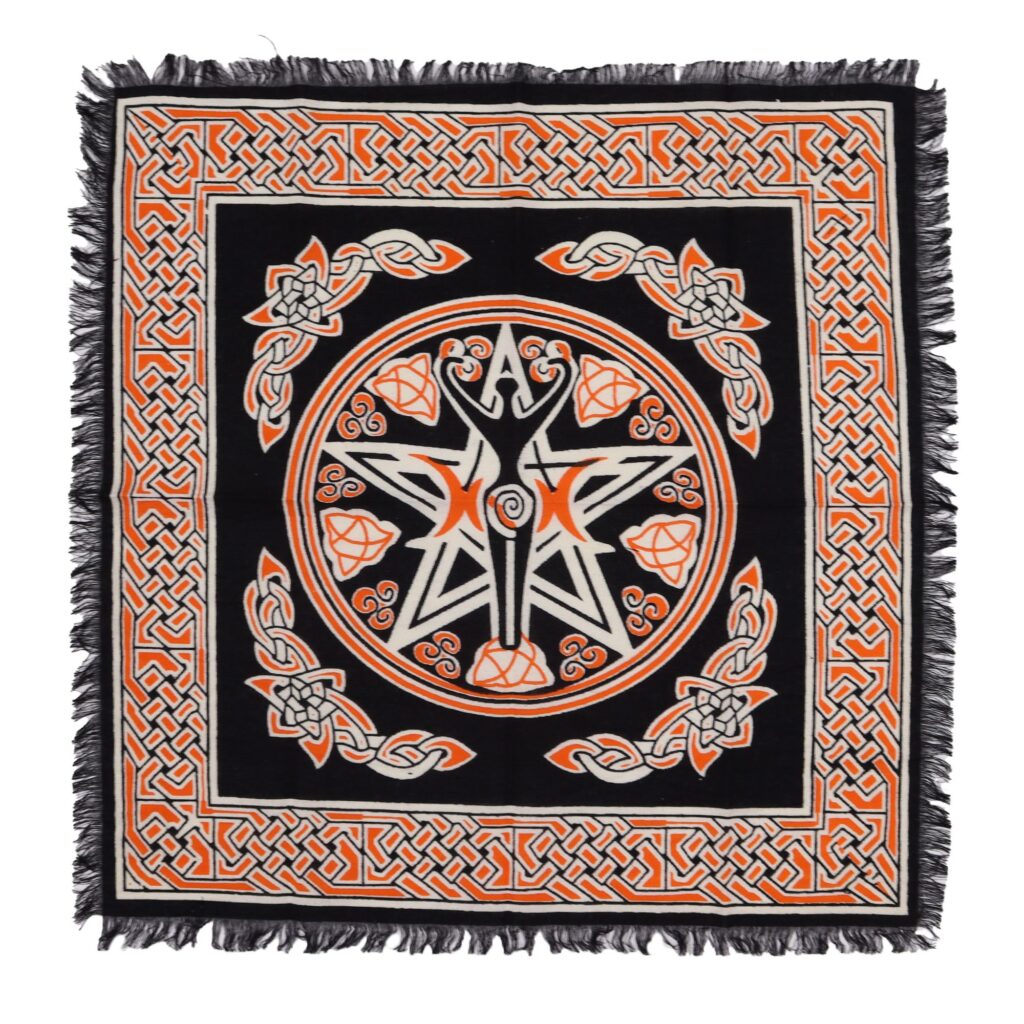 Mantel de altar esotérico con flecos – Madre Tierra
