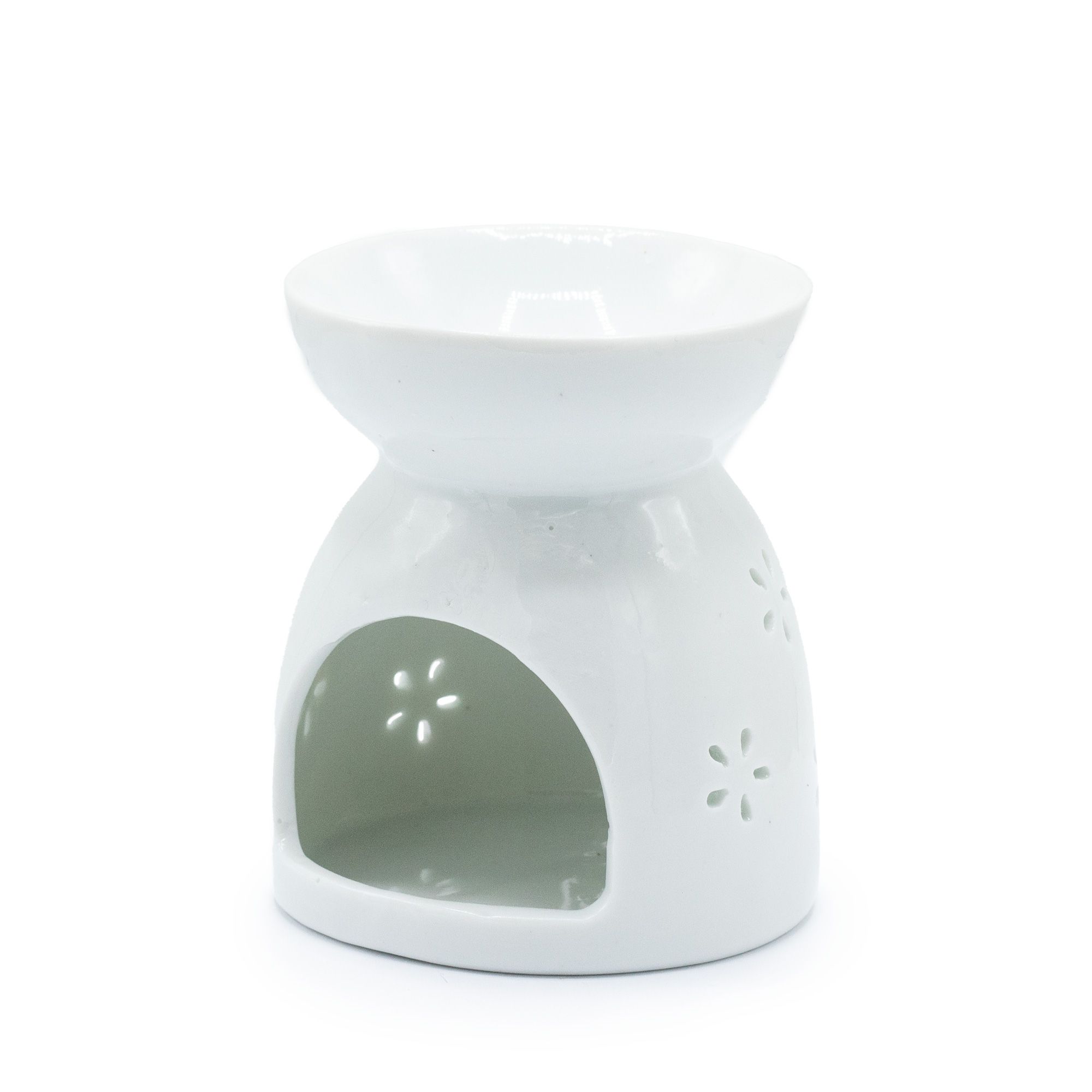 Quemador de Aceite con Recorte de Buda – Blanco