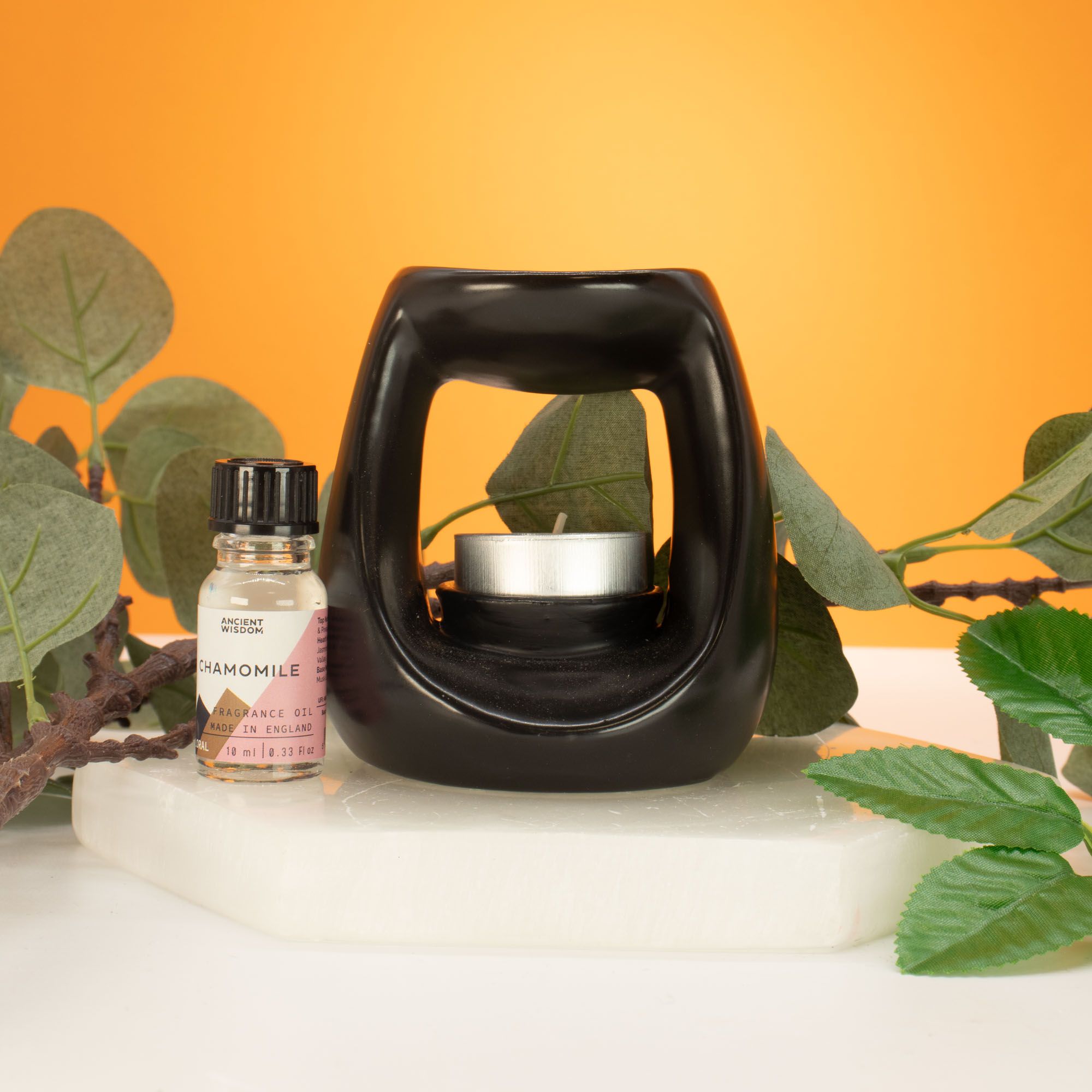 Quemador de aceite cerámico Zen - Gran guijarro ovalado - Negro mate - Imagen 2