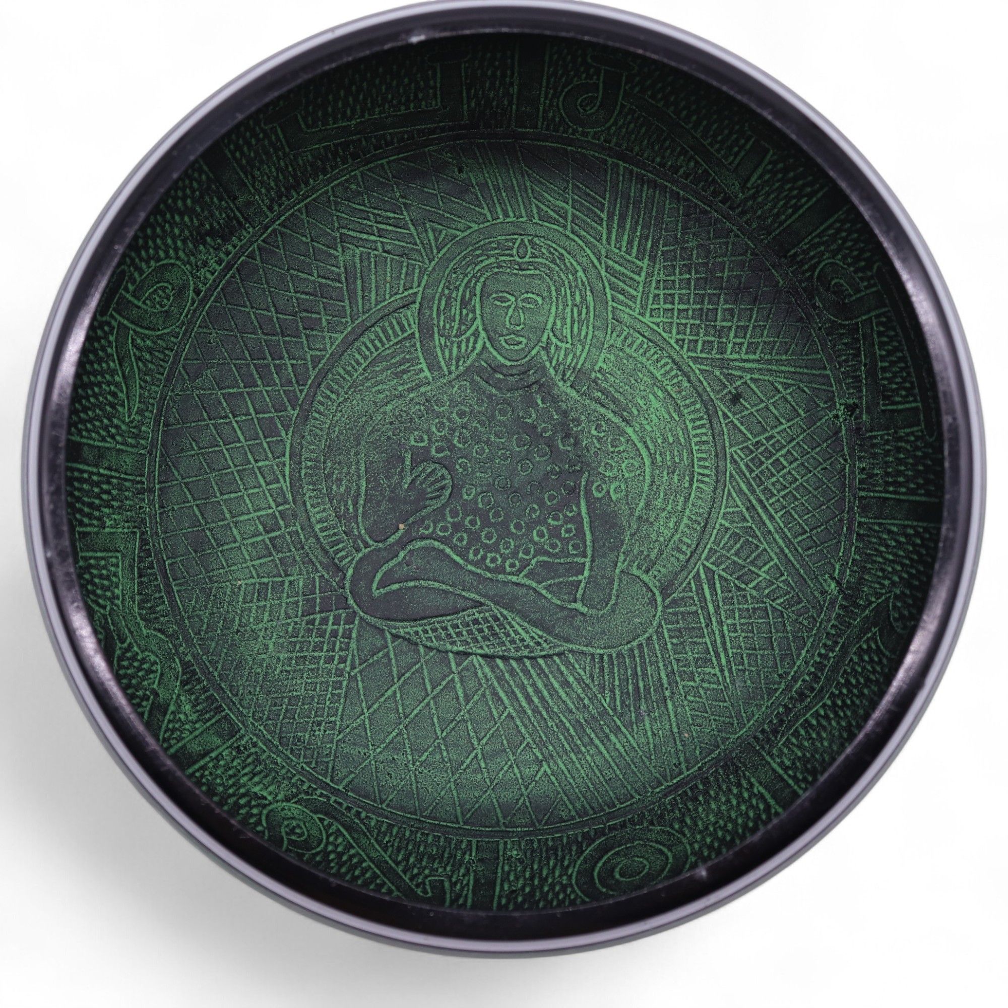 Cuenco tibetano de canto con forma de hongo - Verde musgo (23x10,5 cm, 1,3 kg) - Imagen 8