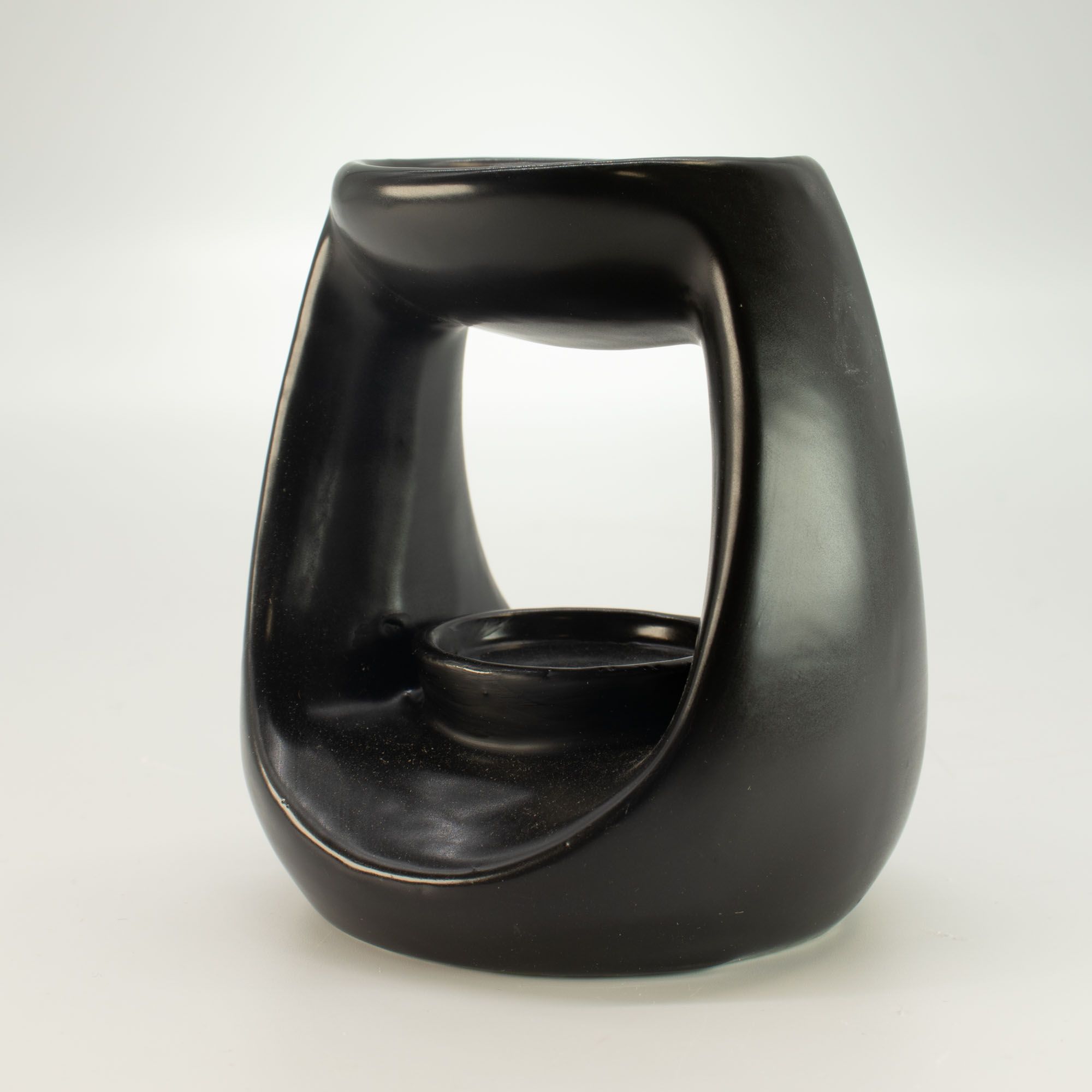 Quemador de aceite cerámico Zen - Gran guijarro ovalado - Negro mate - Imagen 3