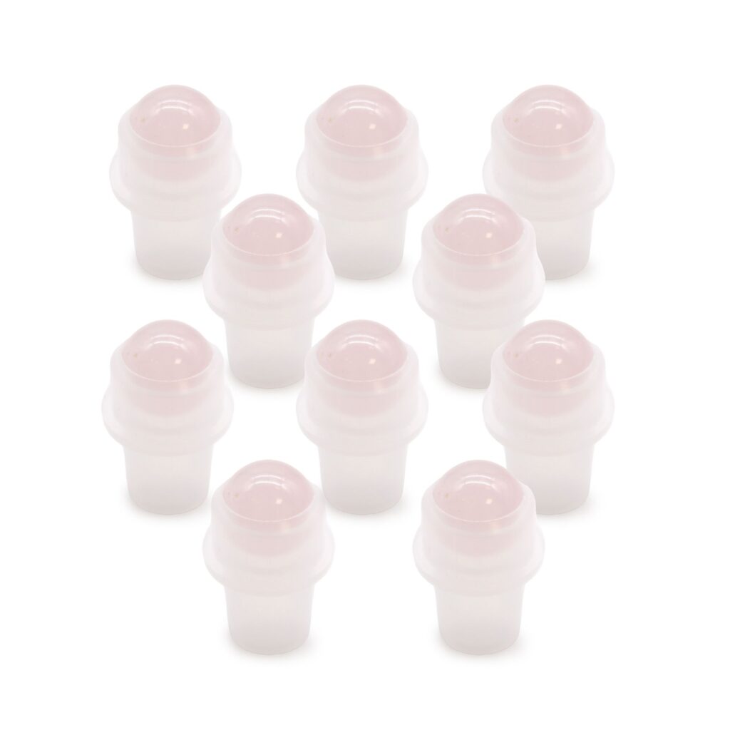 Punta de rodillo de piedras preciosas para botella de 5 ml – Cuarzo rosa