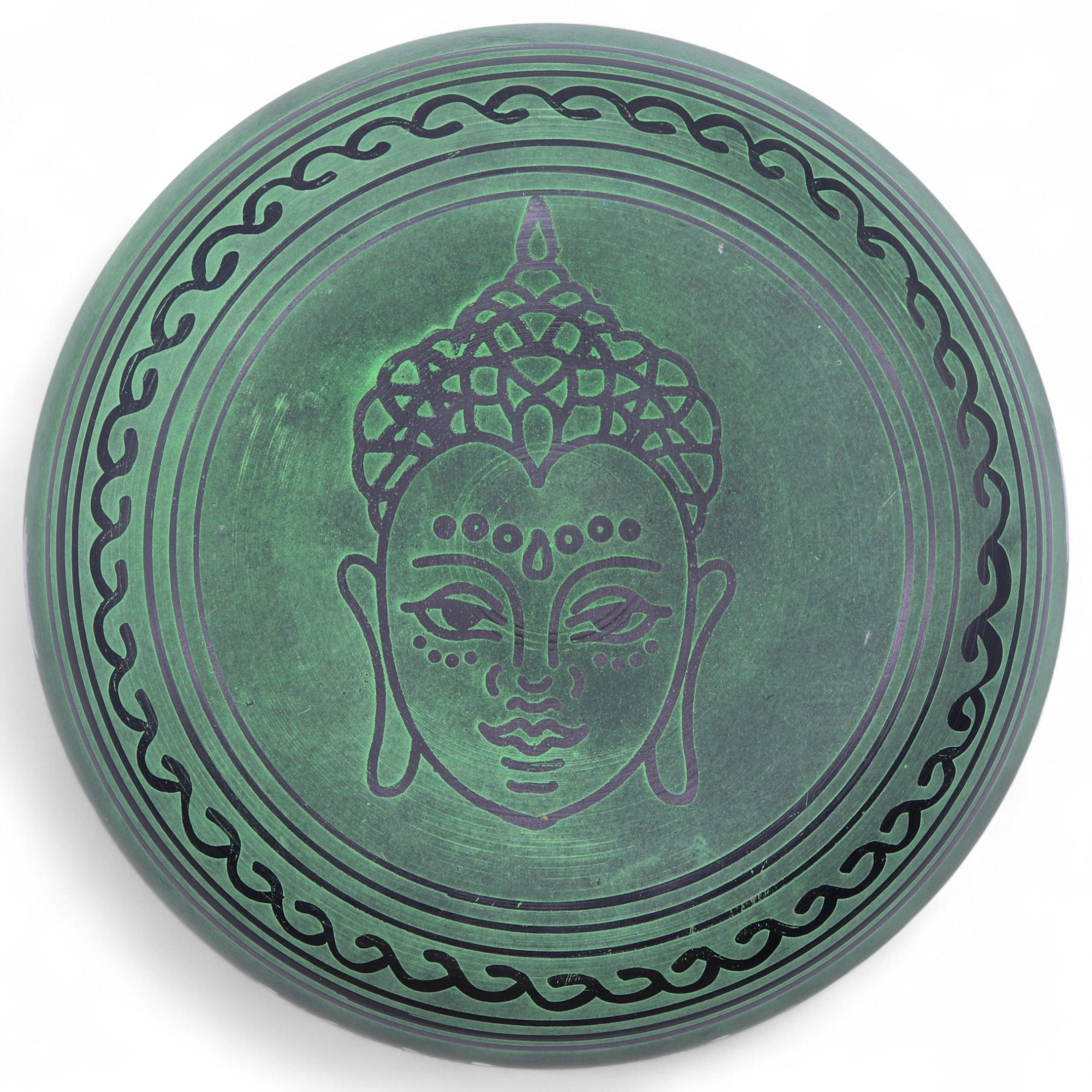Cuenco tibetano de canto con forma de hongo - Verde musgo (23x10,5 cm, 1,3 kg) - Imagen 7