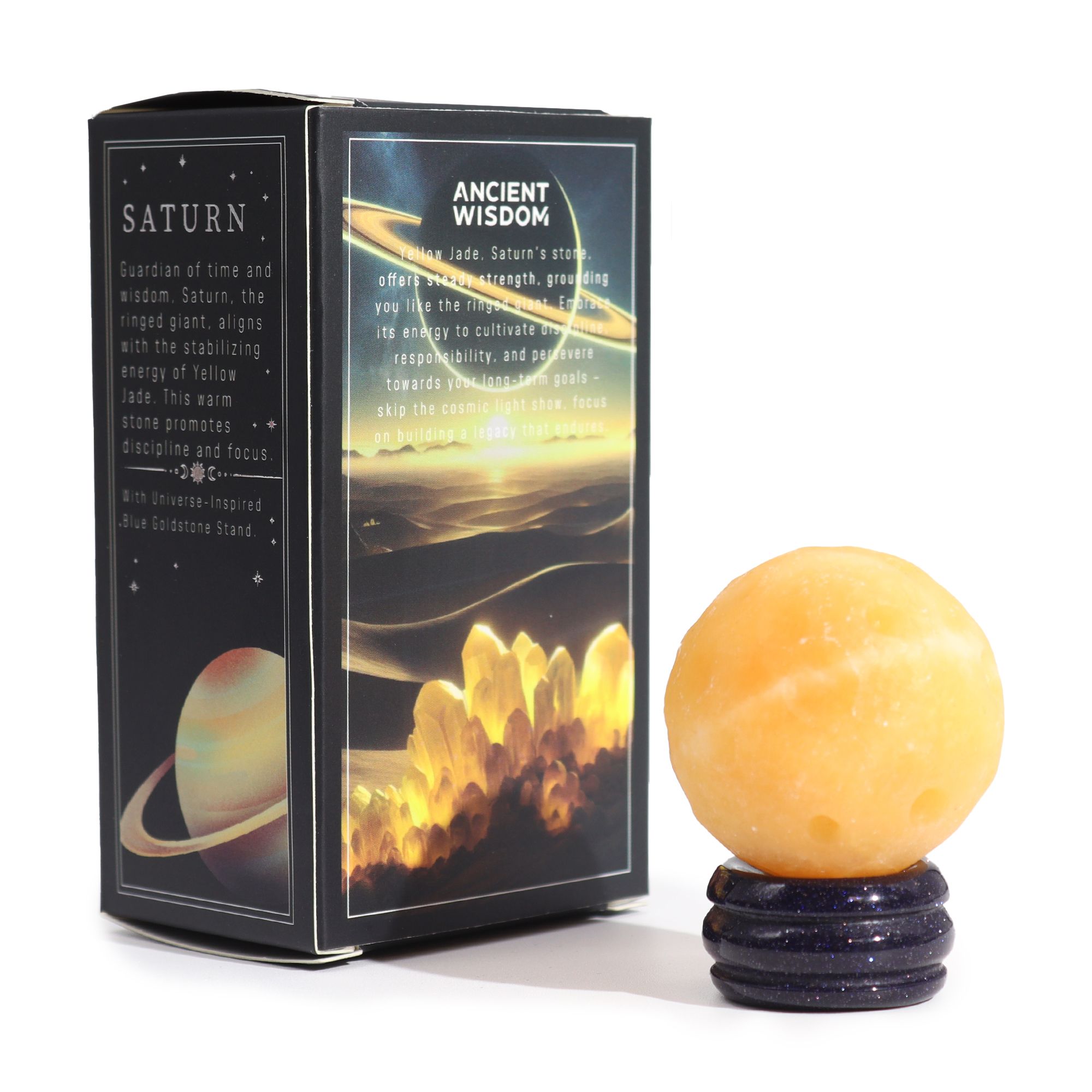 1x Planeta de Jade Amarillo con Soporte Solar (SATURNO) - 40mm - Imagen 5