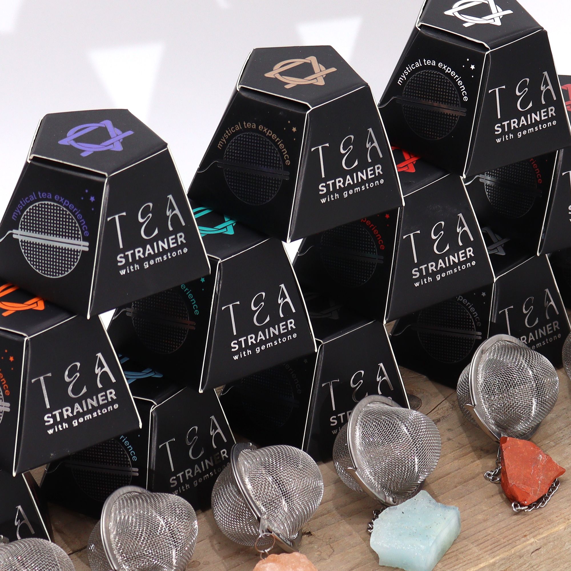 Colador de té de piedras preciosas de cristal crudo - Jaspe rojo - Imagen 3