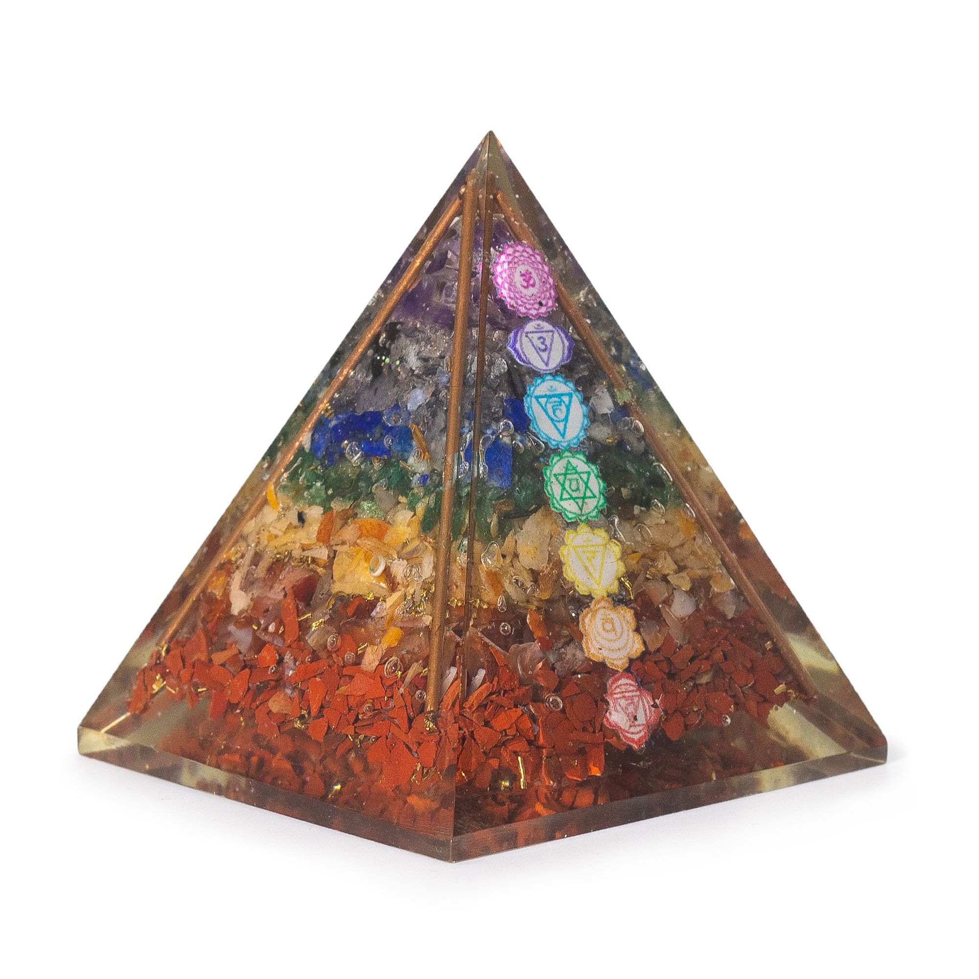 Pirámides de orgonita medianas 7x6cm - Barras de cobre - 7 chips de chakra - Imagen 3