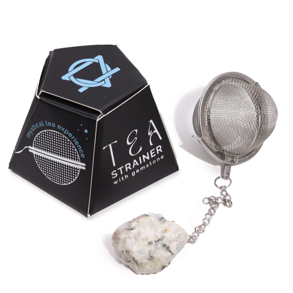 Colador de té de piedras preciosas de cristal crudo – Rainbow Moonstone