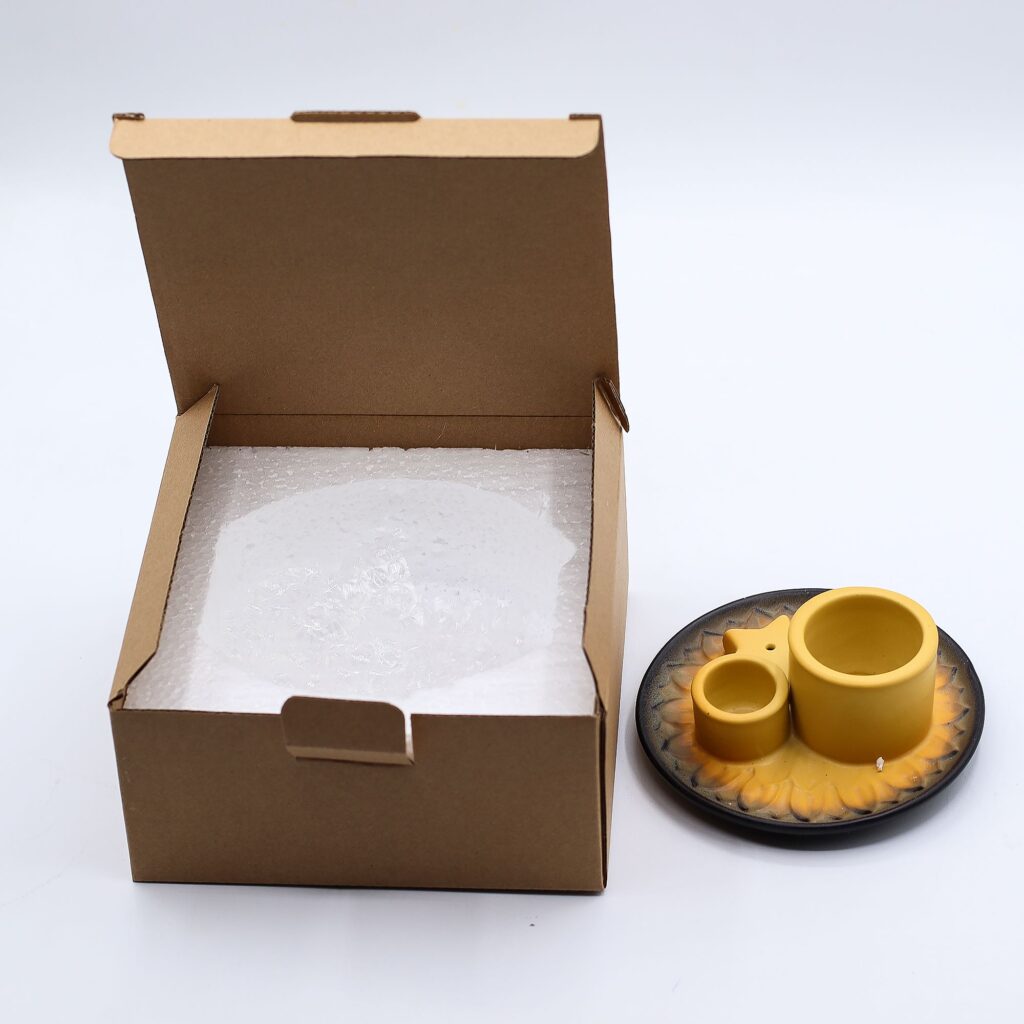 Soporte cerámico para Palo Santo e Incienso – Mandala – Arena y Gris