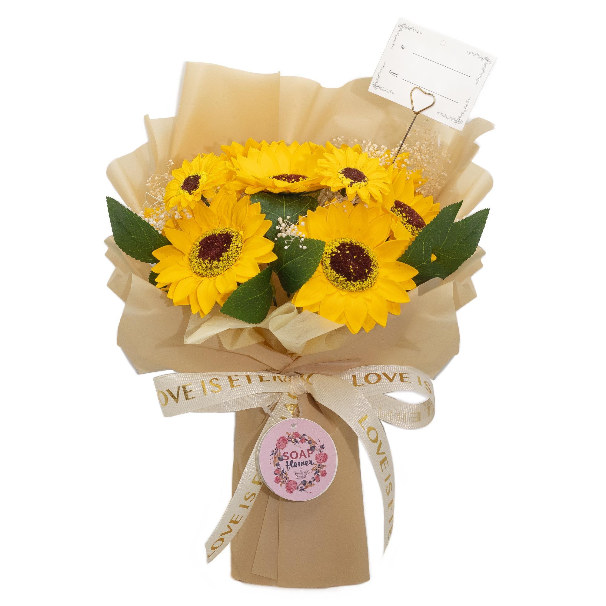 Ramo grande de girasoles - El amor es eterno - Tarjeta de regalo - Imagen 2