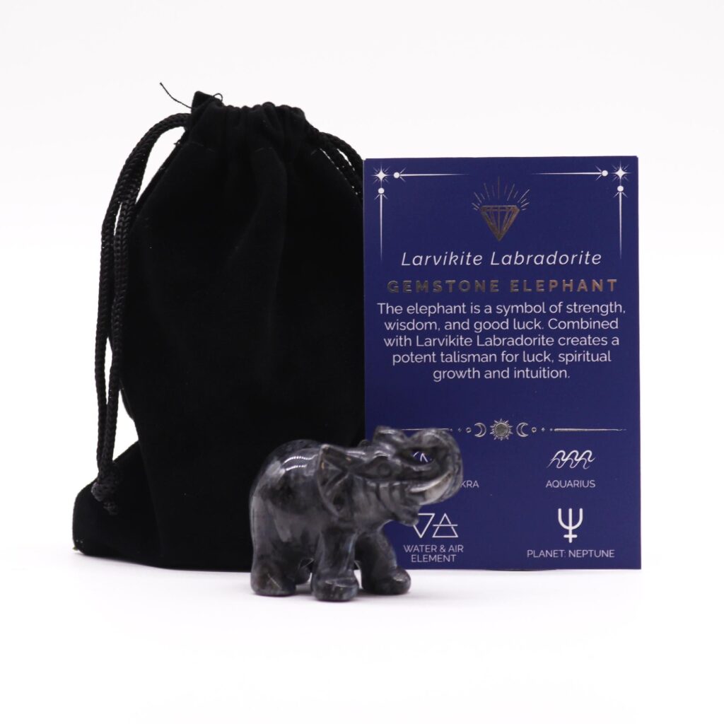 Piedra preciosa Elefante de la suerte – Larvikita Labradorita 50x35x25mm