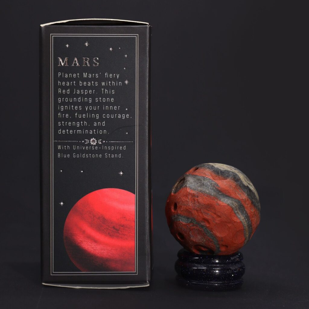 1x Planeta de Jaspe Rojo con Soporte Solar (MARTE) – 40mm