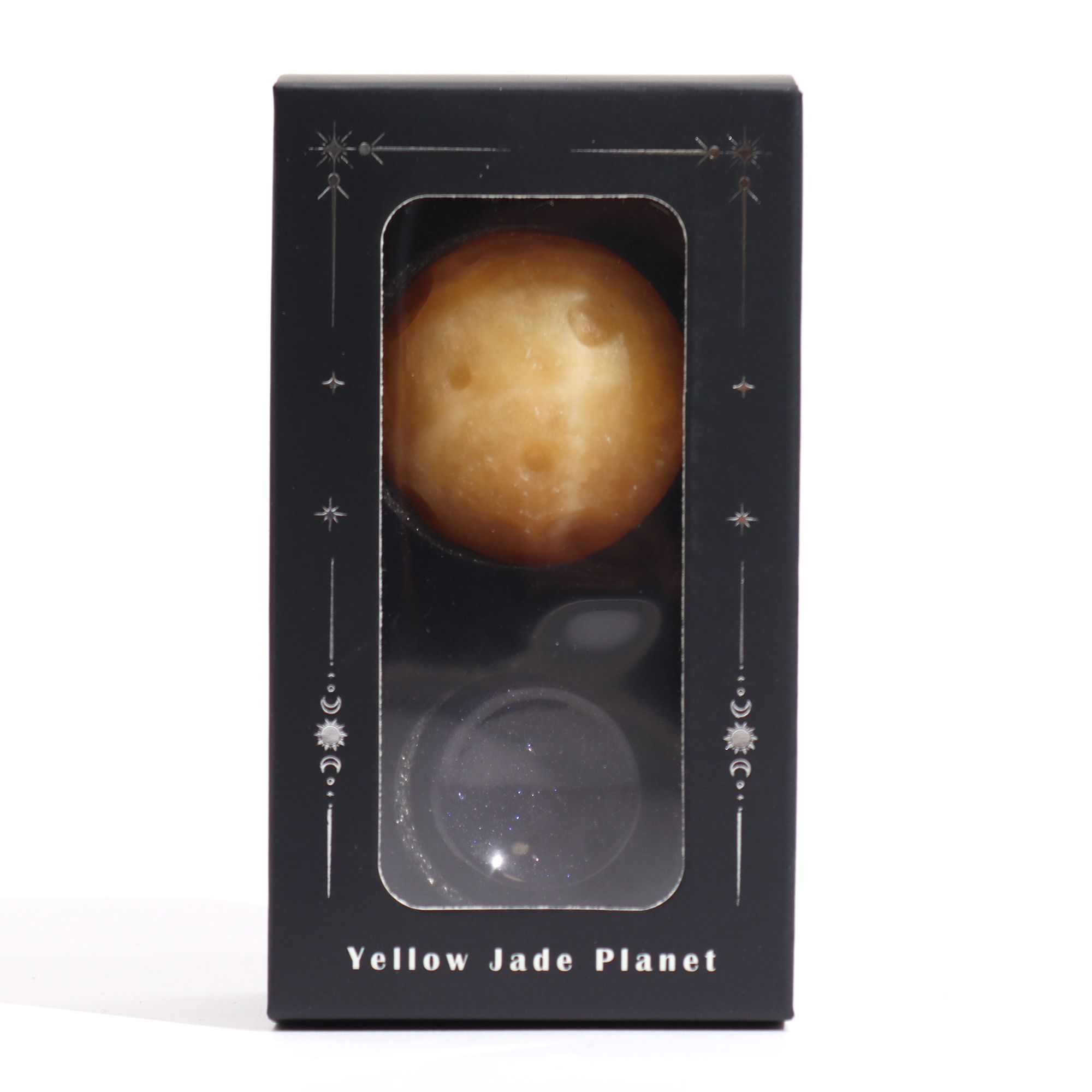 1x Planeta de Jade Amarillo con Soporte Solar (SATURNO) - 40mm - Imagen 3