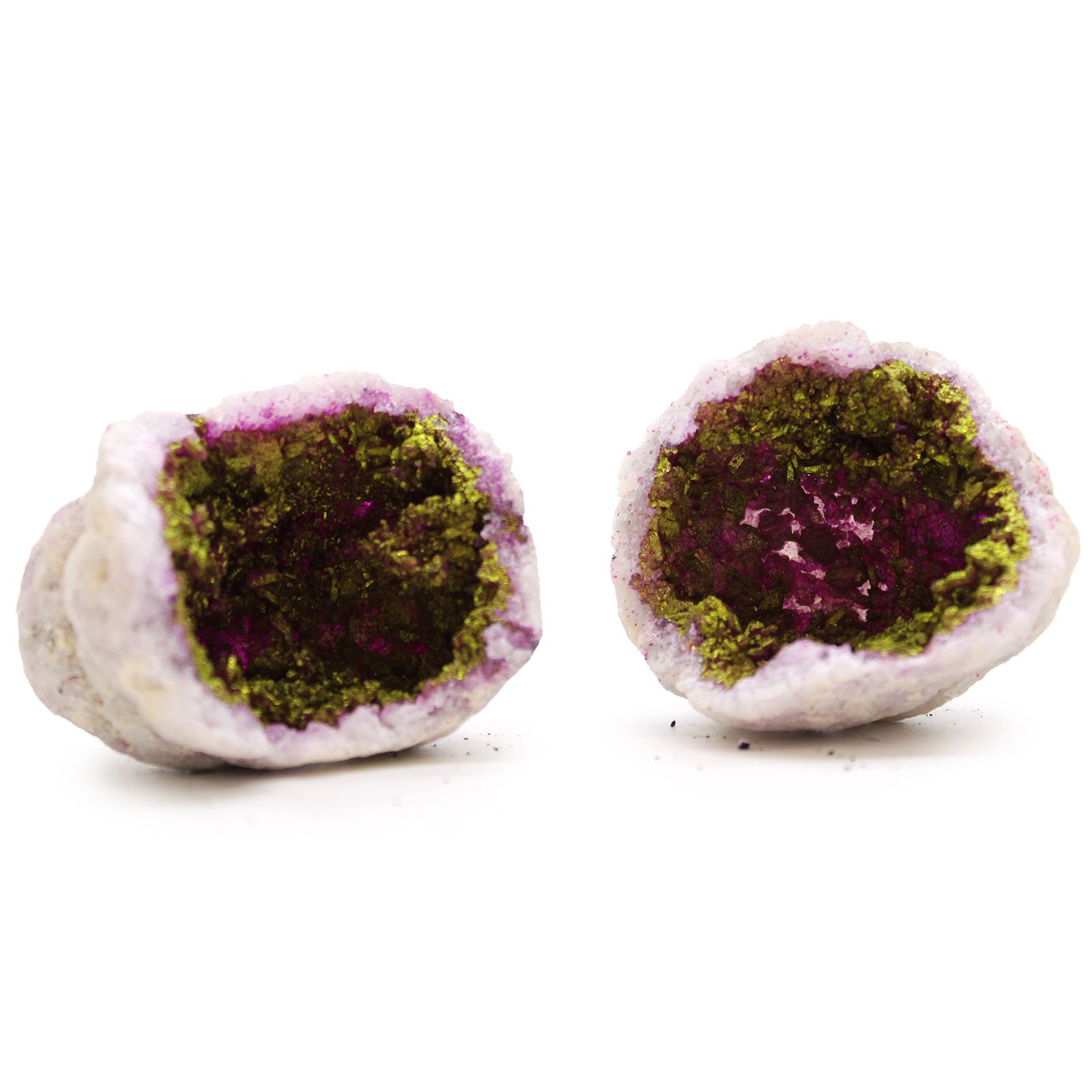 Geodas de calcita coloreada – Piedra Natural – Rosa & Oro