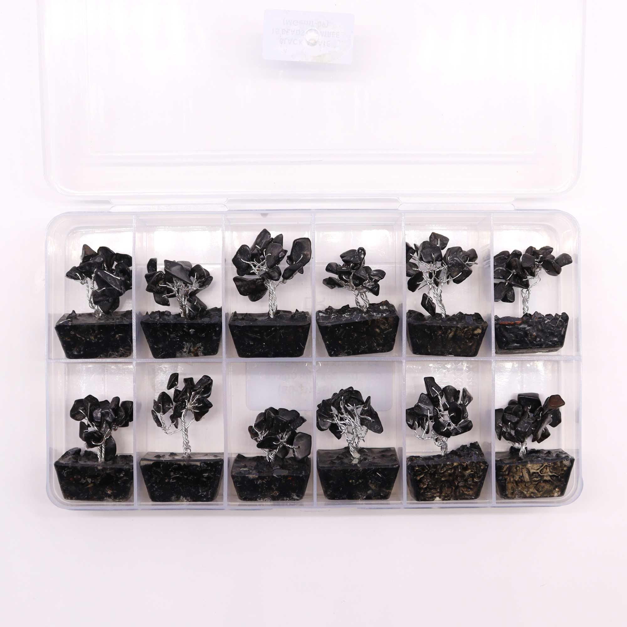Mini árbol de piedras preciosas sobre base de orgonita - Ágata negra (15 piedras) - Imagen 2