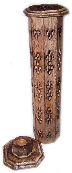 Box of 2 Hexaganal Incense Tower Smoke Box – Mango Wood