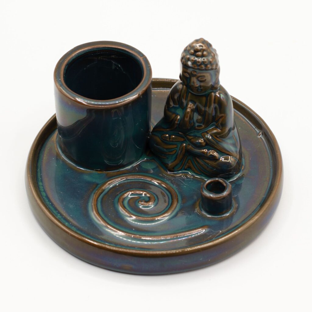Plato de incienso de Buda de uso múltiple – cerámica azul