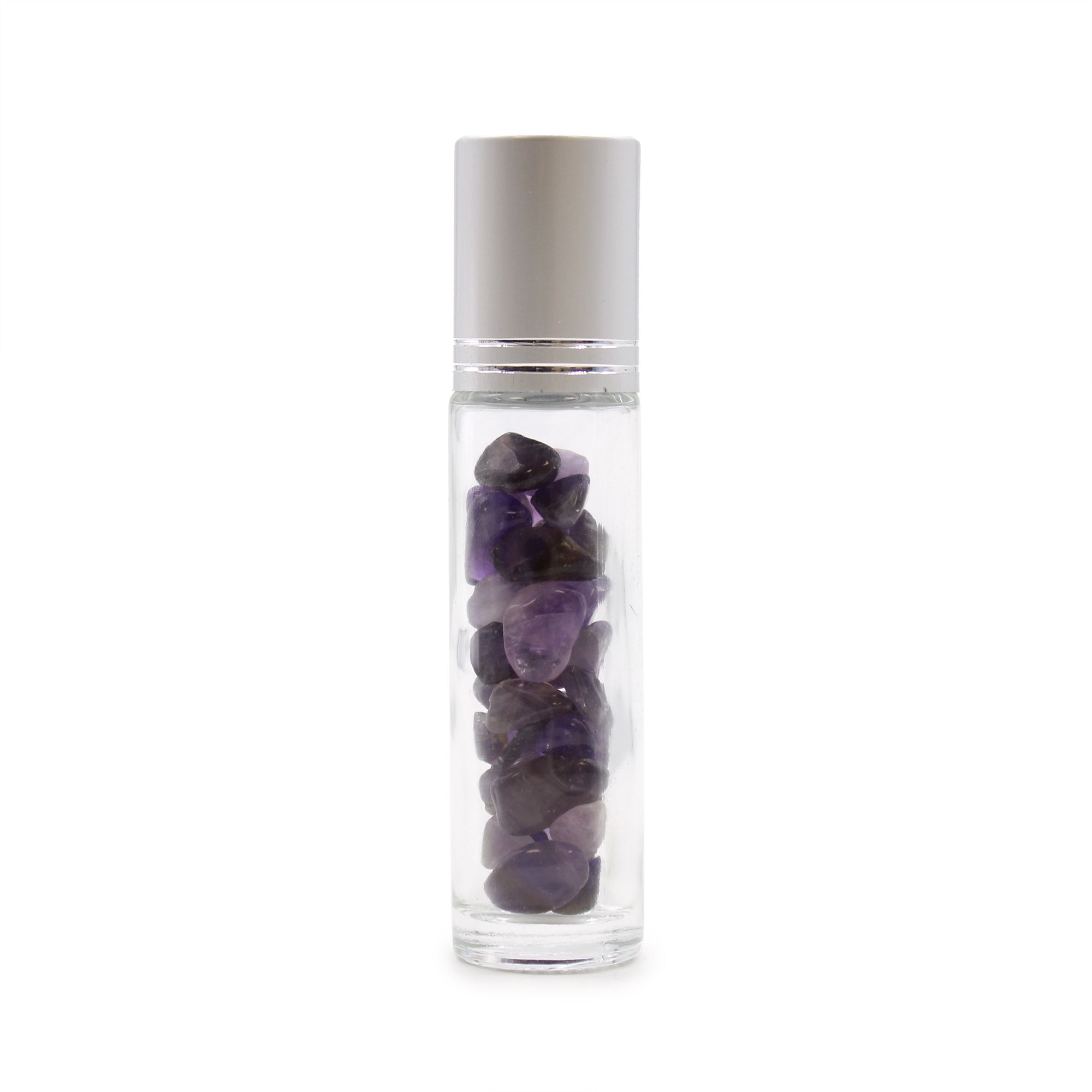 Botella de rodillo de aceite esencial de piedras preciosas - Amatista - Tapa plateada - Imagen 4