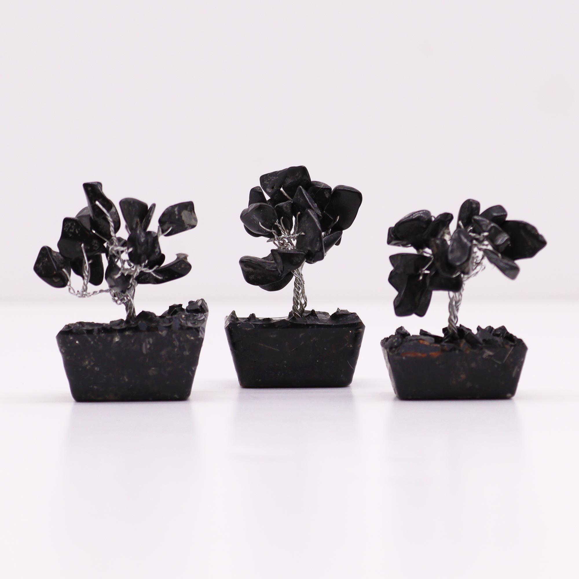 Mini árbol de piedras preciosas sobre base de orgonita - Ágata negra (15 piedras) - Imagen 6