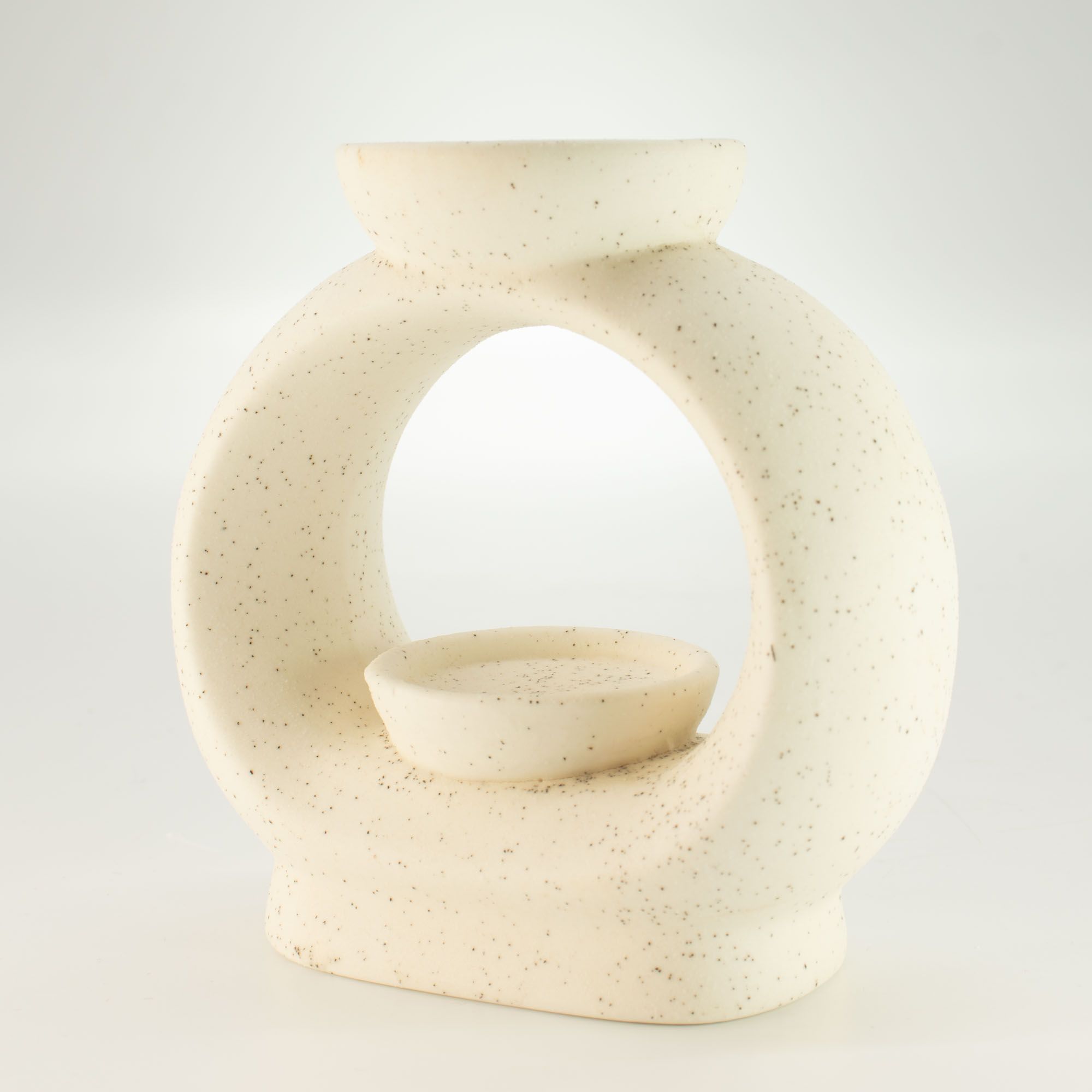 Quemador de aceite cerámico Zen - Gran ovalado de color guijarro - Blanco marfil moteado - Imagen 5