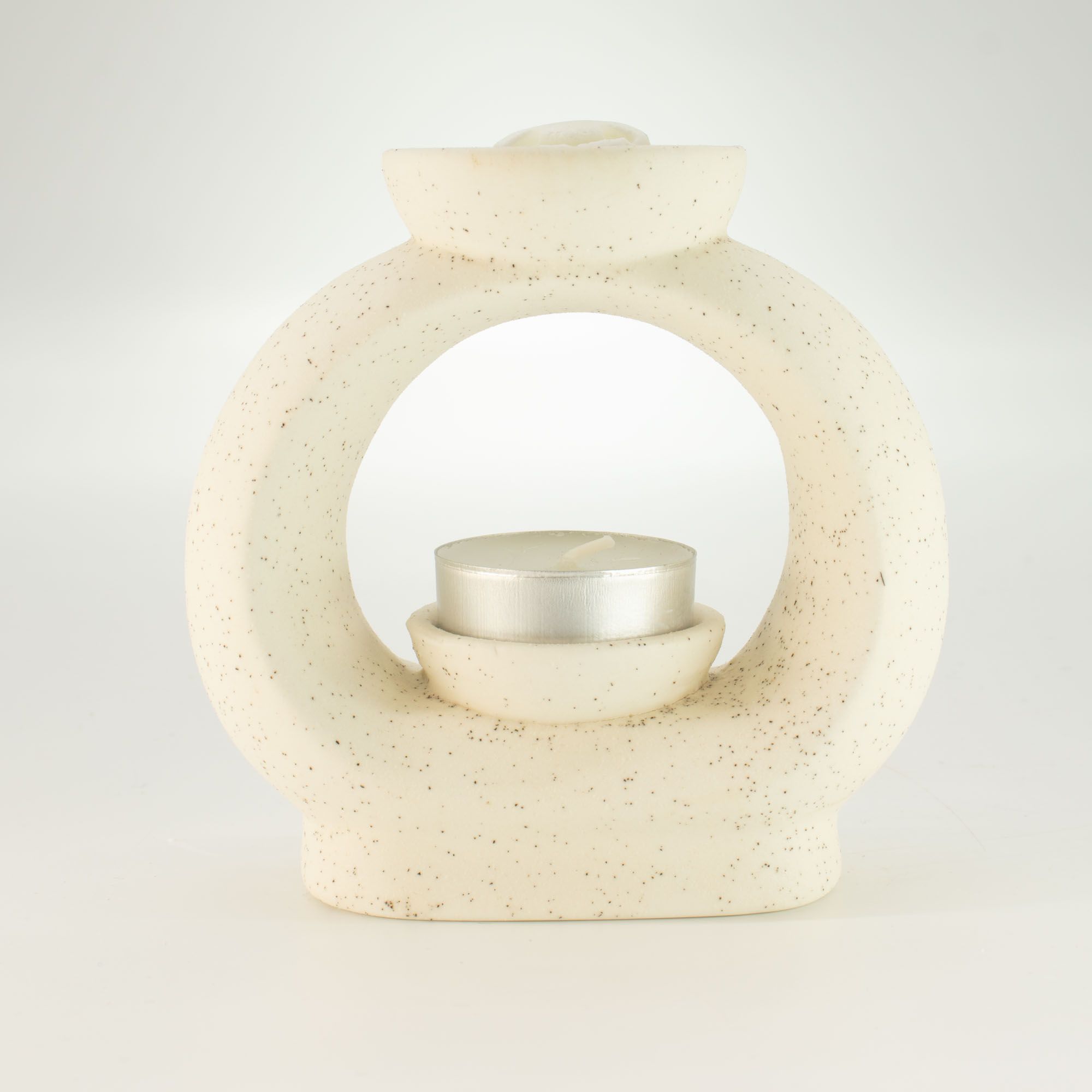 Quemador de aceite cerámico Zen - Gran ovalado de color guijarro - Blanco marfil moteado - Imagen 4