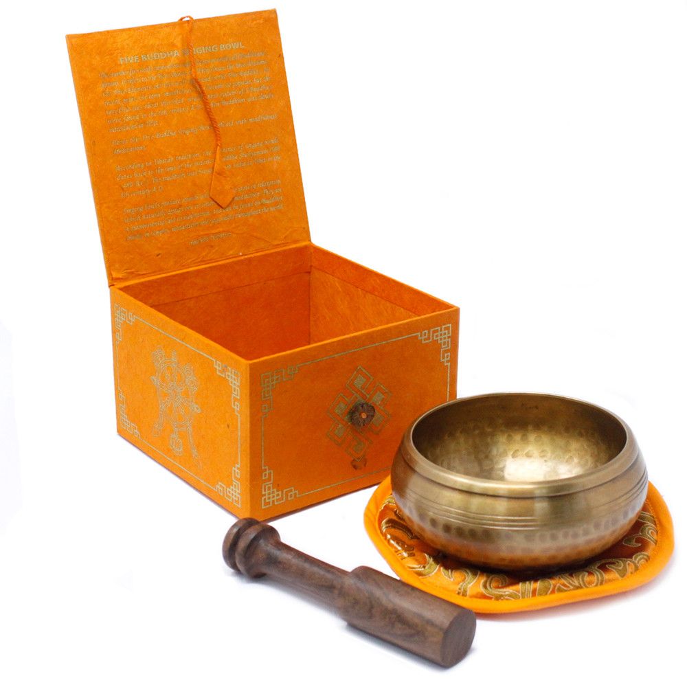 Cuenco tibetano set – Cinco Buda 10cm (min 400gm)