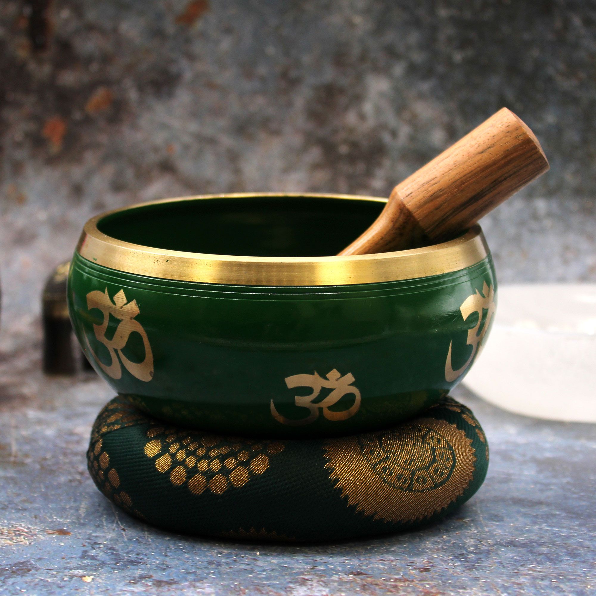 Juego de Cuenco Tibetano Lrg - Árbol de la vida - Verde 14cm - Imagen 4
