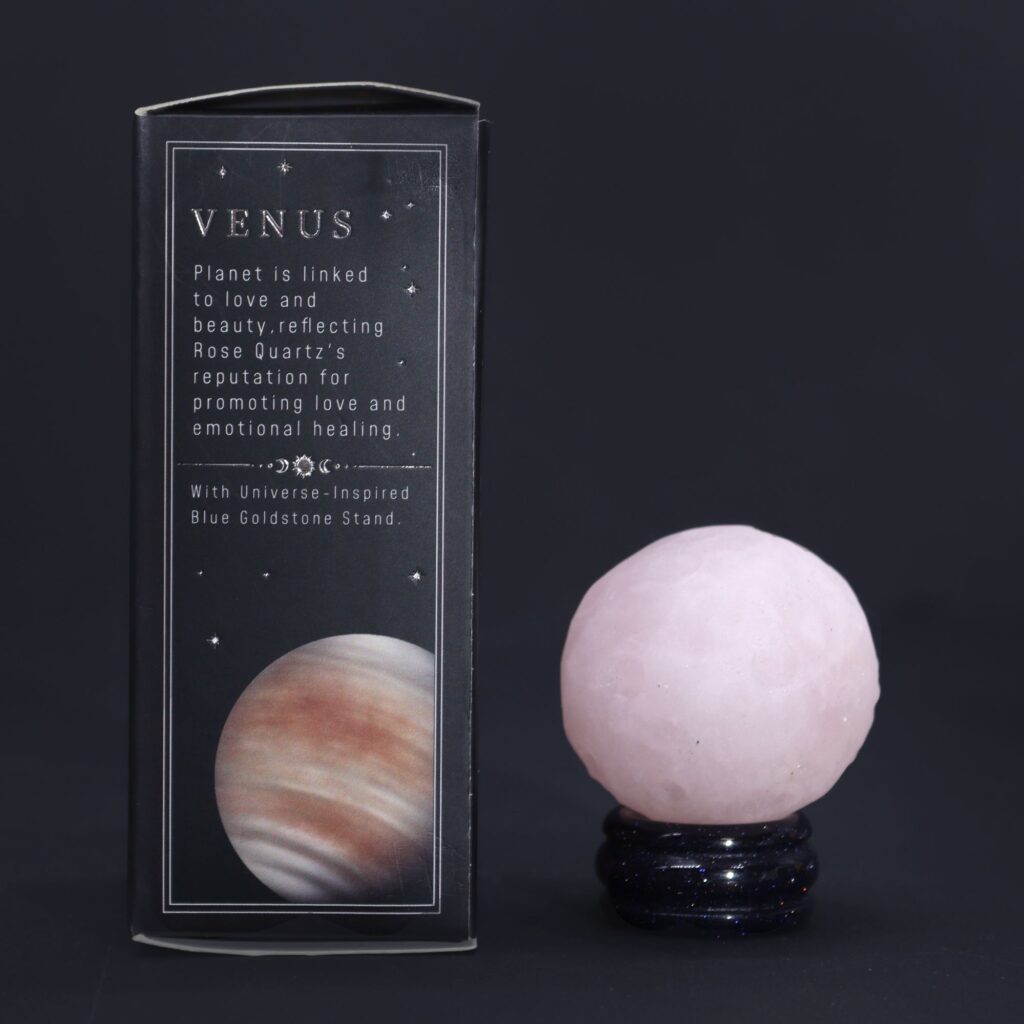 1x Planeta de Cuarzo Rosa con Soporte Solar (VÉNUS) – 40mm
