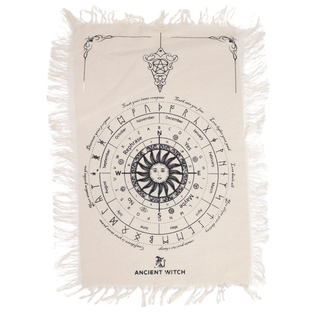 Paño de bruja y péndulo - Rostro del Sol (natural y negro)