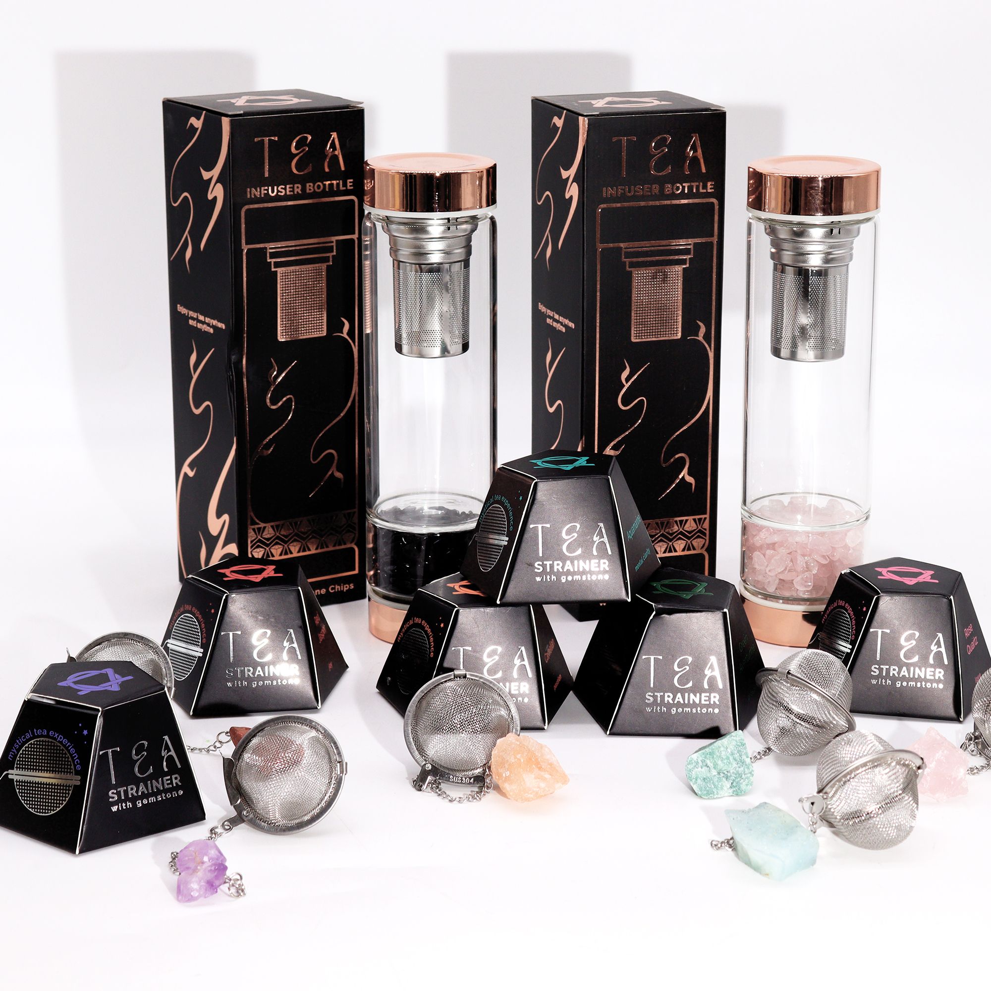 Colador de té de piedras preciosas de cristal crudo - Cuarzo rosa - Imagen 3