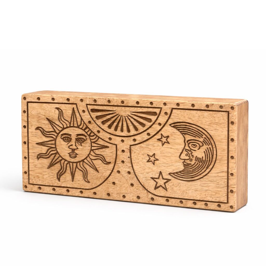 Caja de cristal tallado y piedra tallada Sol – Luna
