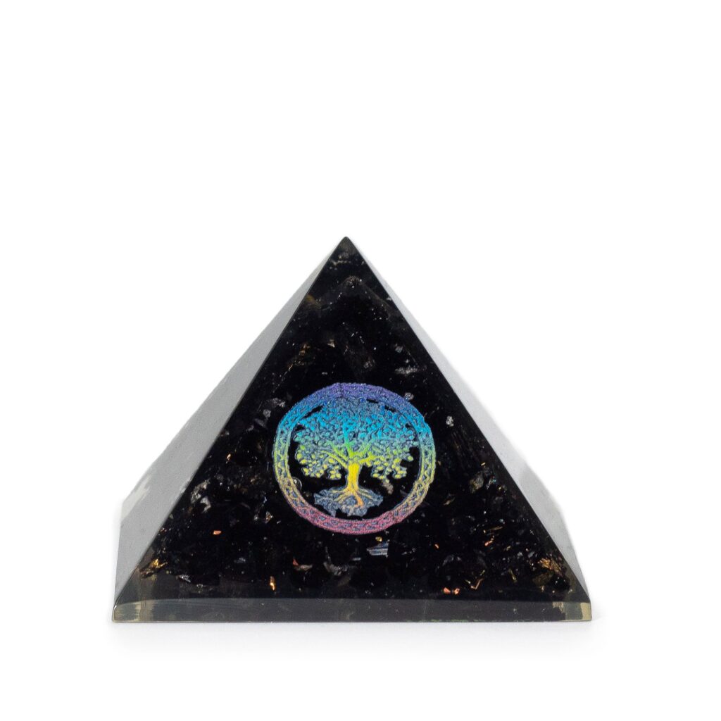 Pequeñas pirámides de orgonita 5.5x4.5cm - Árbol de la Vida - Trozos de tourmalina negra