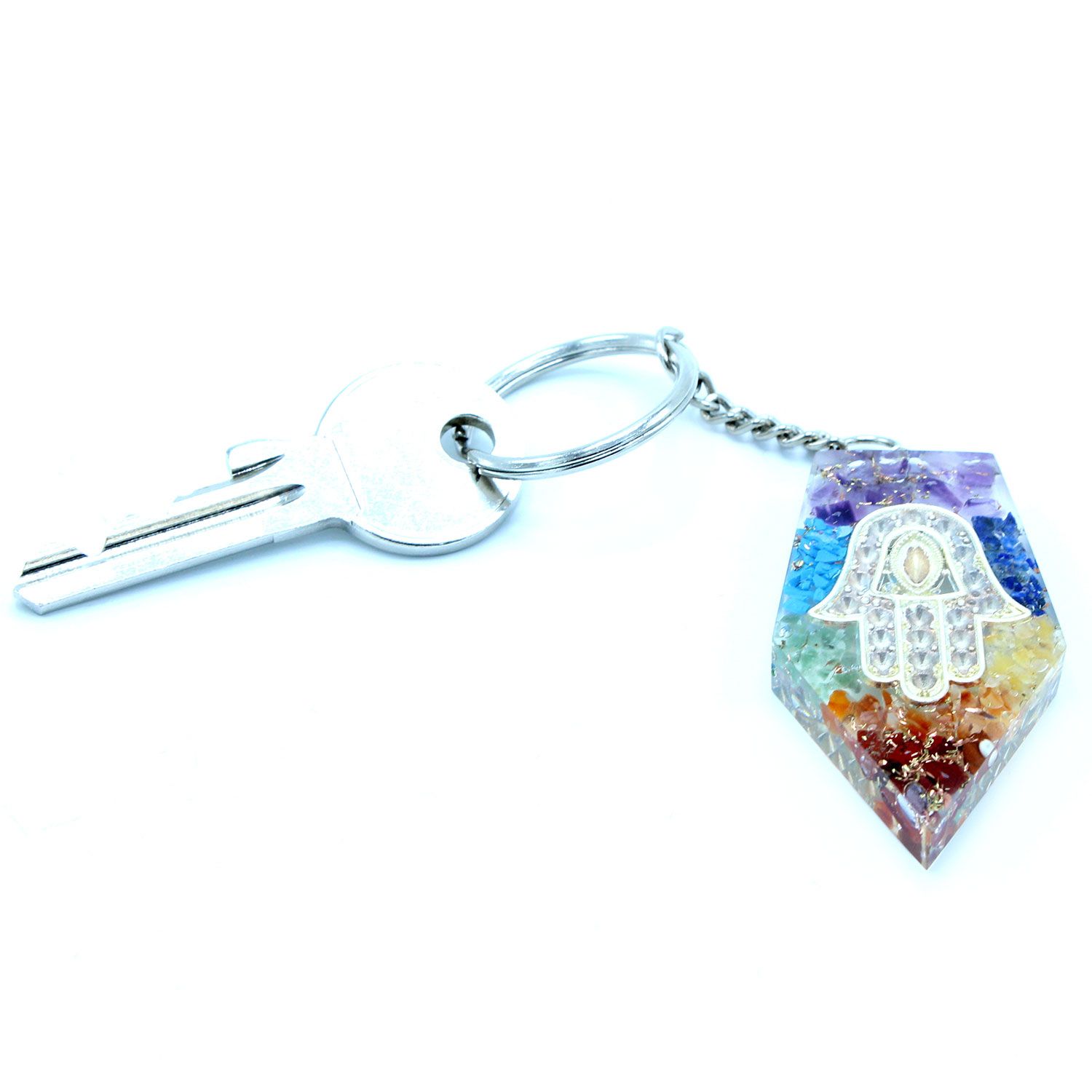 Llavero de poder de orgonita – Piedras Preciosas Chakra Hamsa