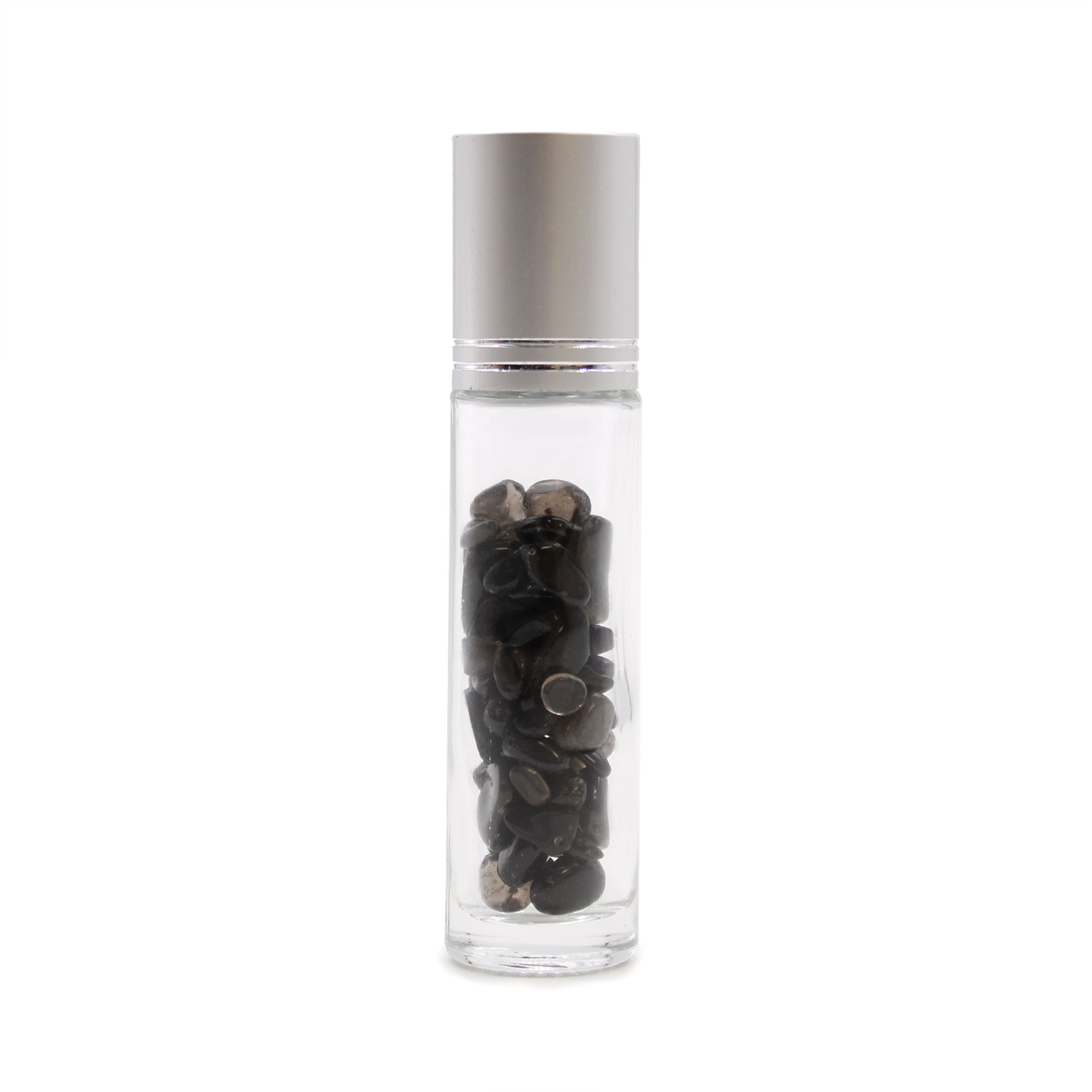 Botella de rodillo de aceite esencial de piedras preciosas - Turmalina negra - Tapa plateada - Imagen 3