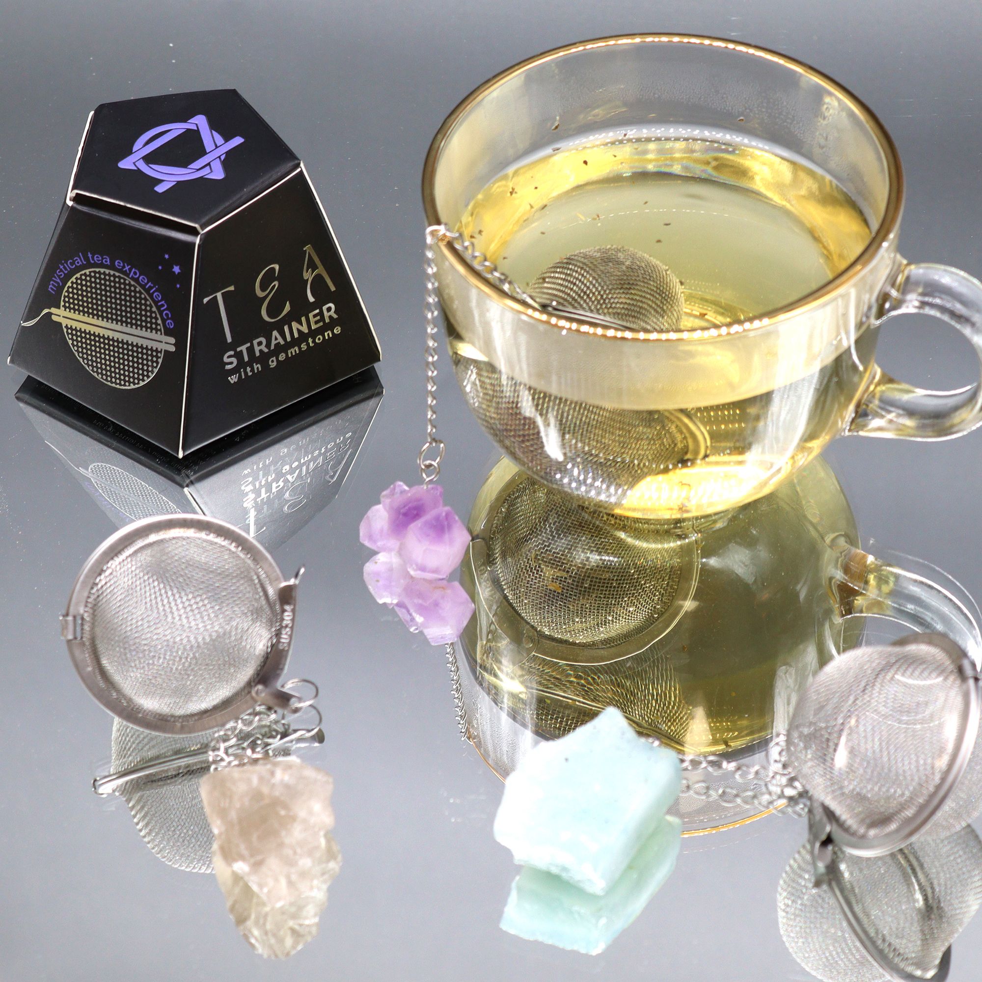Colador de té de piedras preciosas de cristal crudo - Cuarzo rosa - Imagen 7