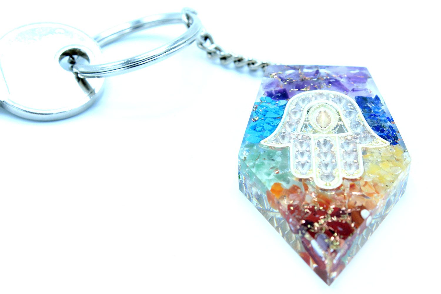Llavero de poder de orgonita - Piedras Preciosas Chakra Hamsa - Imagen 5