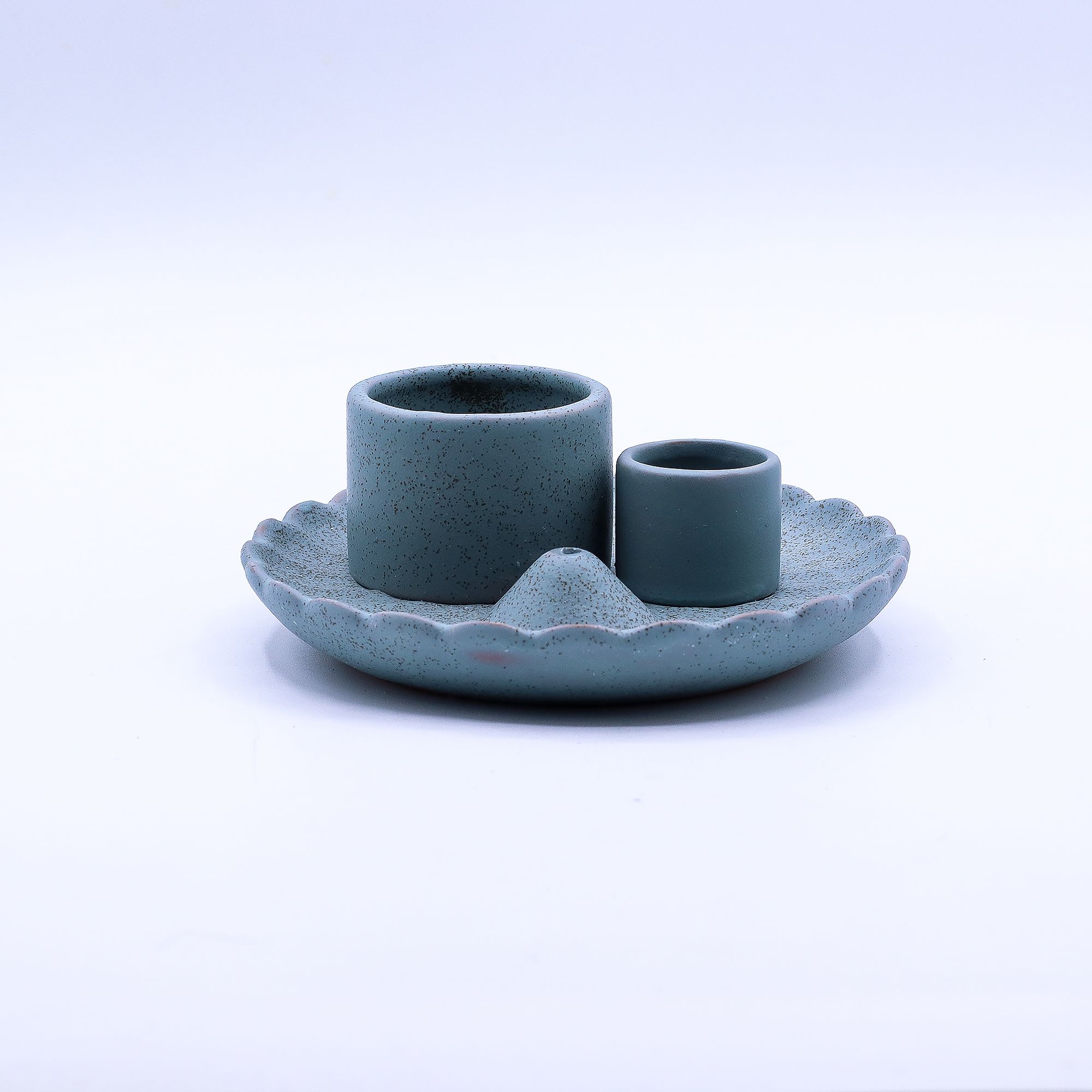Soporte cerámico para Palo Santo e Incienso - Flor de loto - Azul - Imagen 6