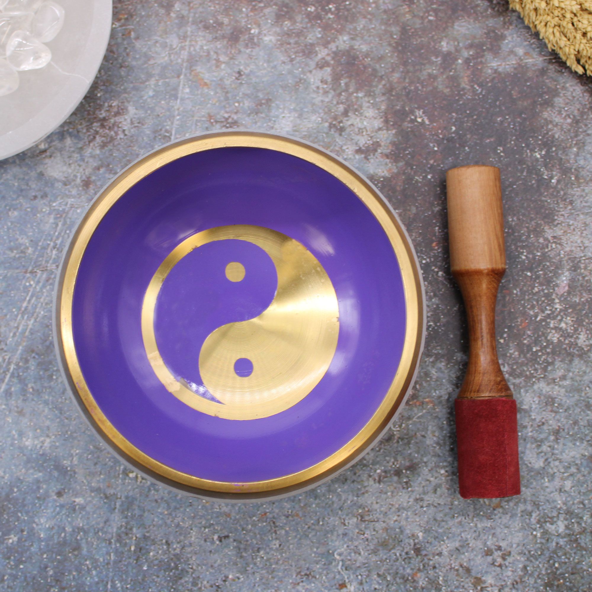 Juego de Cuencos Tibetano Lrg - Yin & Yang - Blanco/Morado 14cm - Imagen 3