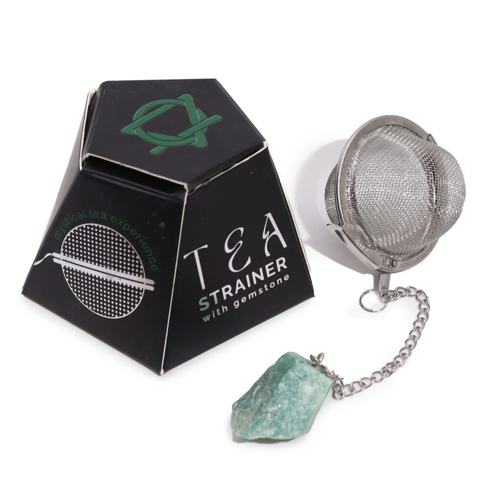 Colador de té de piedras preciosas de cristal crudo – Aventurina verde