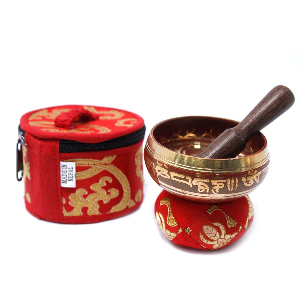 Mini Cuenco tibetano Set de Regalo – Rojo
