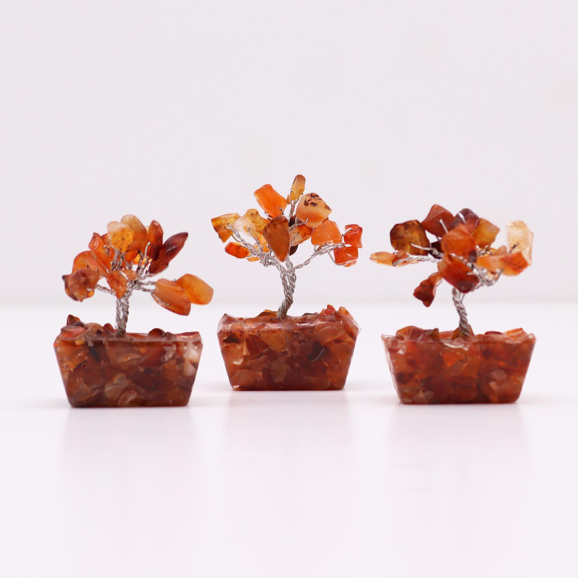 Mini árbol de piedras preciosas sobre base de orgonita - Cornalina (15 piedras) - Imagen 4
