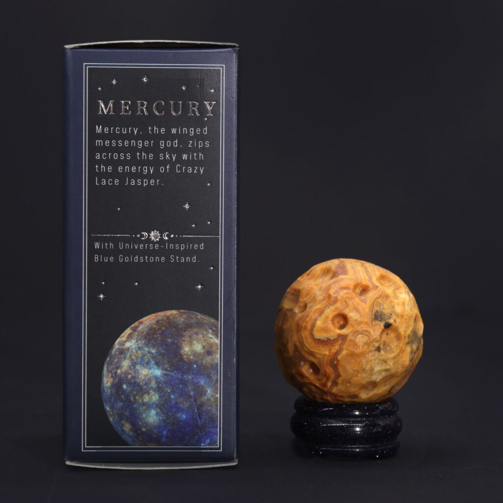 1x Planeta de Jaspe con Soporte Solar (MERCURY) – 40mm