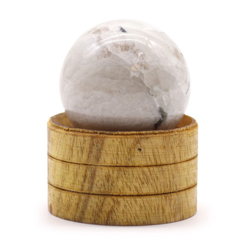 Esfera de cristal de 40 mm - Piedra lunar india con soporte