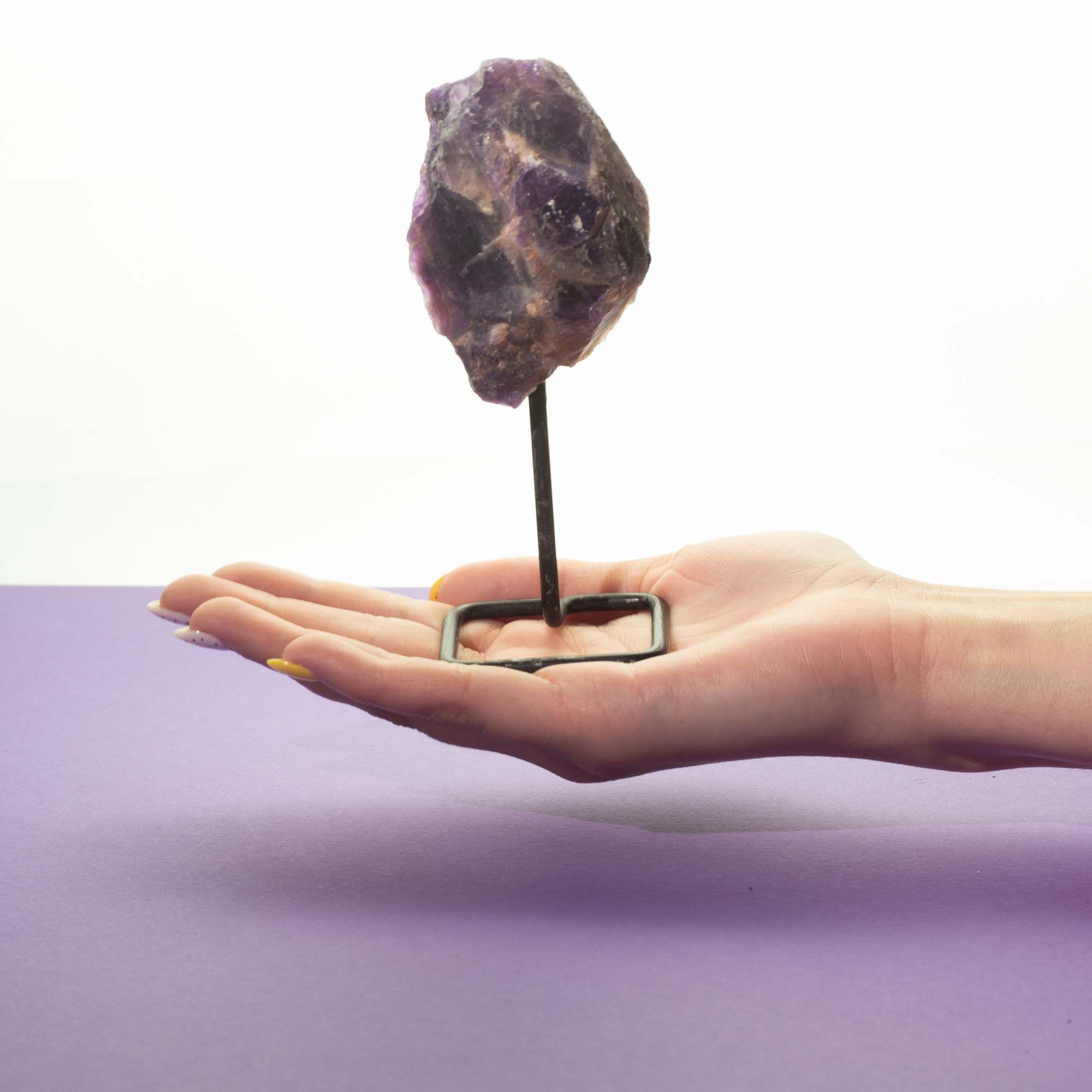 Muestra mineral en soporte metálico - Piedra lunar arcoíris - Imagen 7