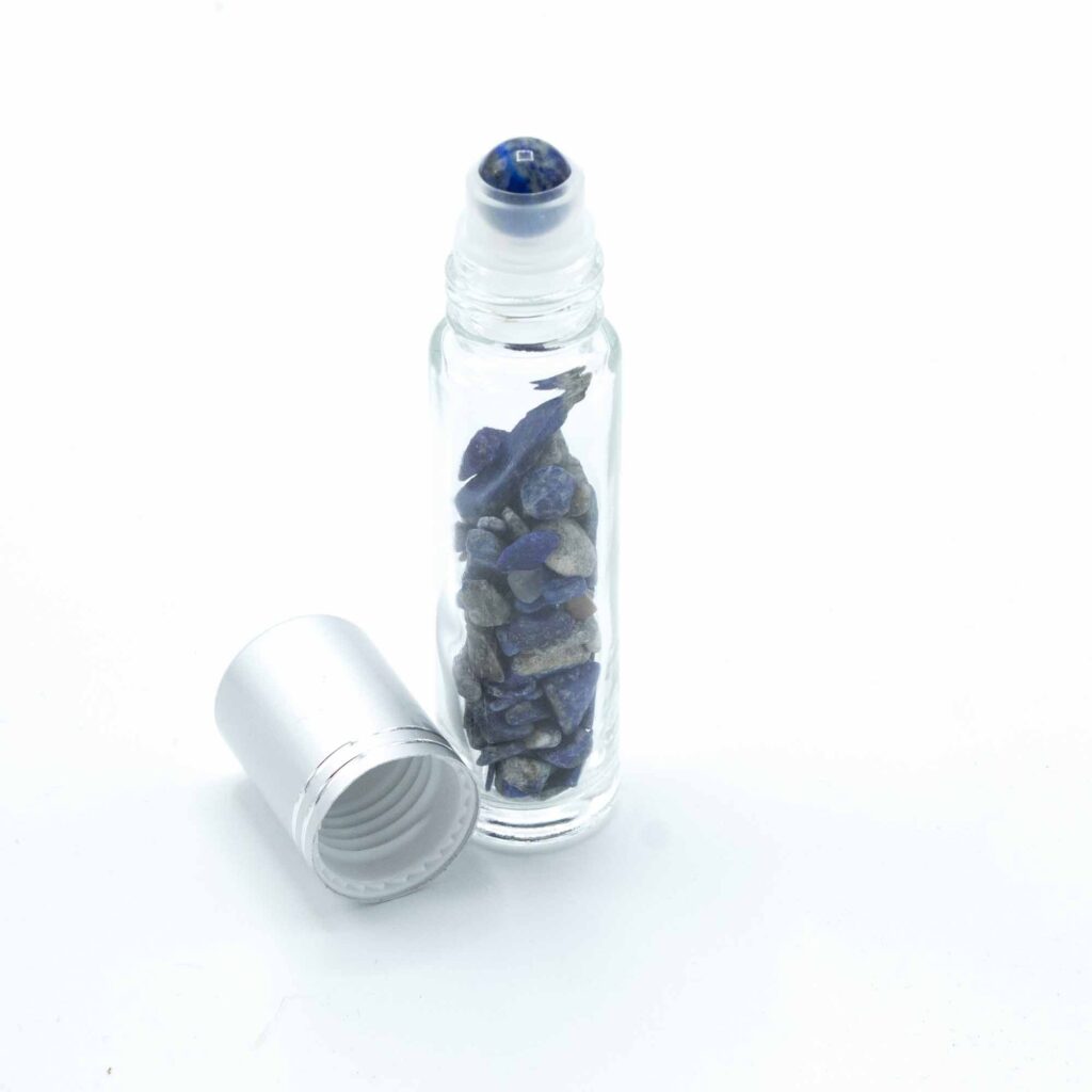 Botella de rodillo de aceite esencial de piedras preciosas – Sodalita – Tapa plateada
