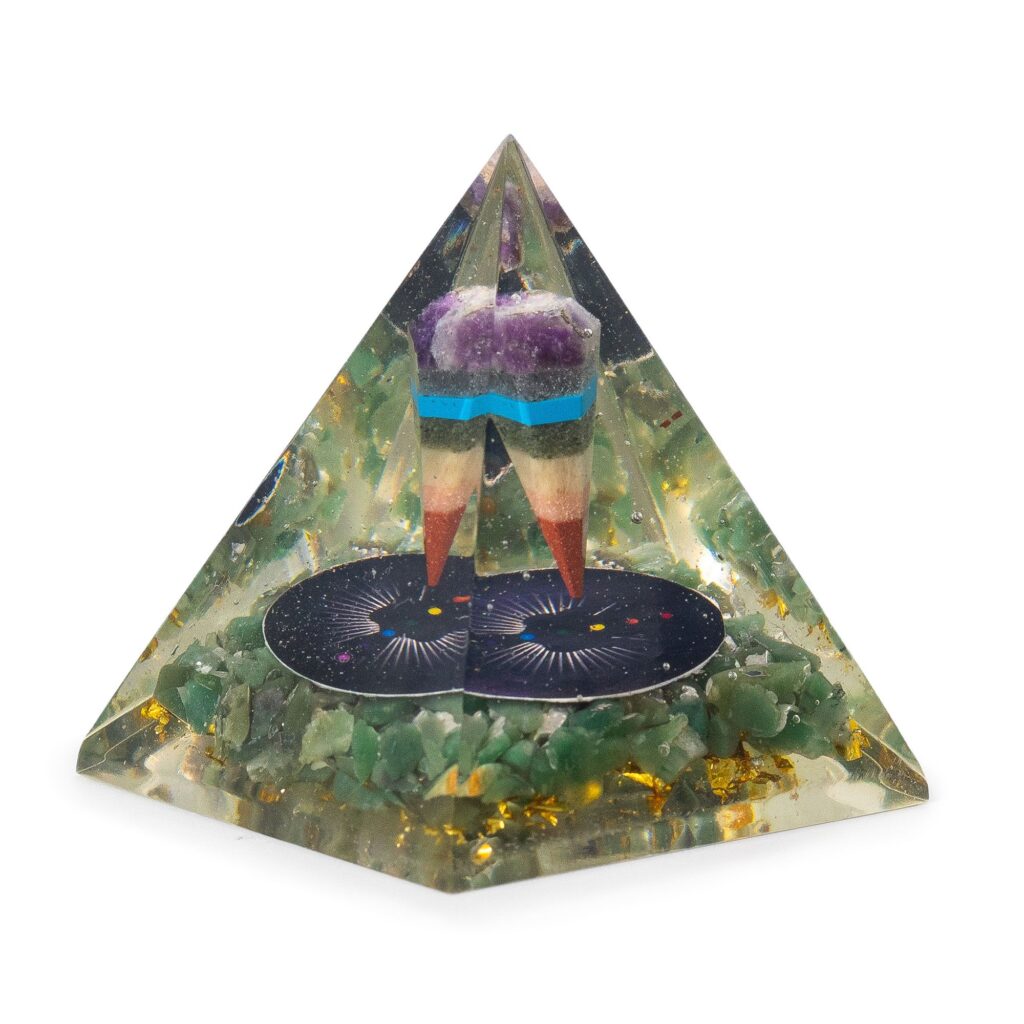 Med Orgonita Pirámides 7x6 cm - Péndulo - Chips de Aventurina Verde